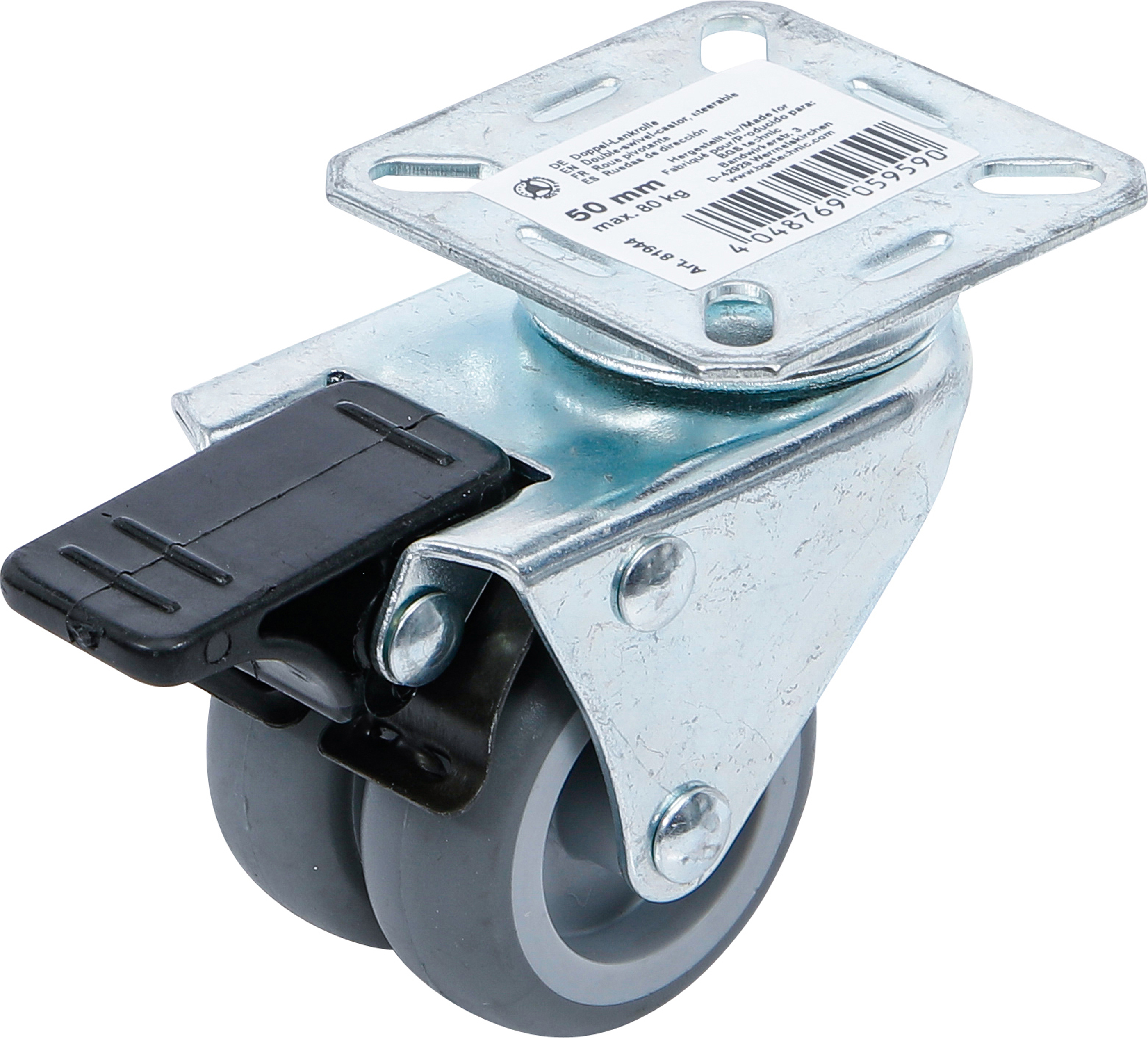BGS Doppel-Lenkrolle | mit Bremse | Ø 50 mm