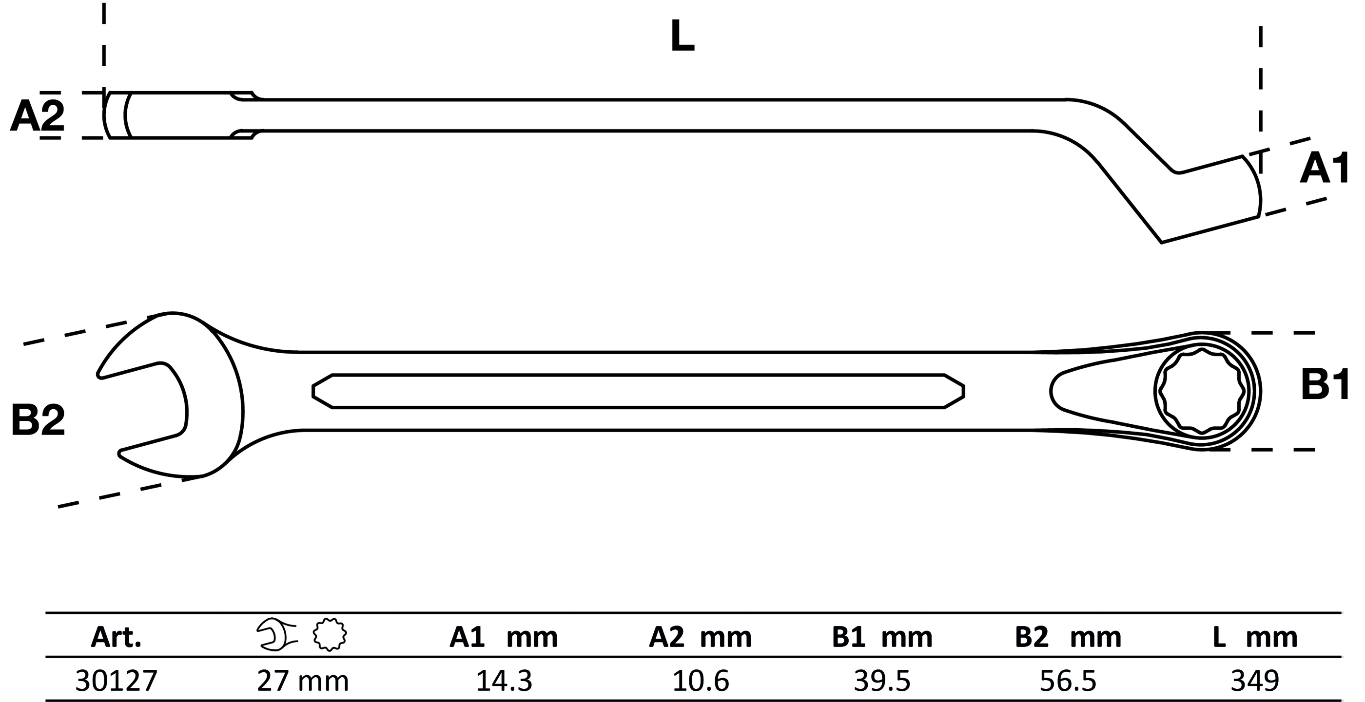 BGS Maul-Ringschlüssel, gekröpft | SW 27 mm
