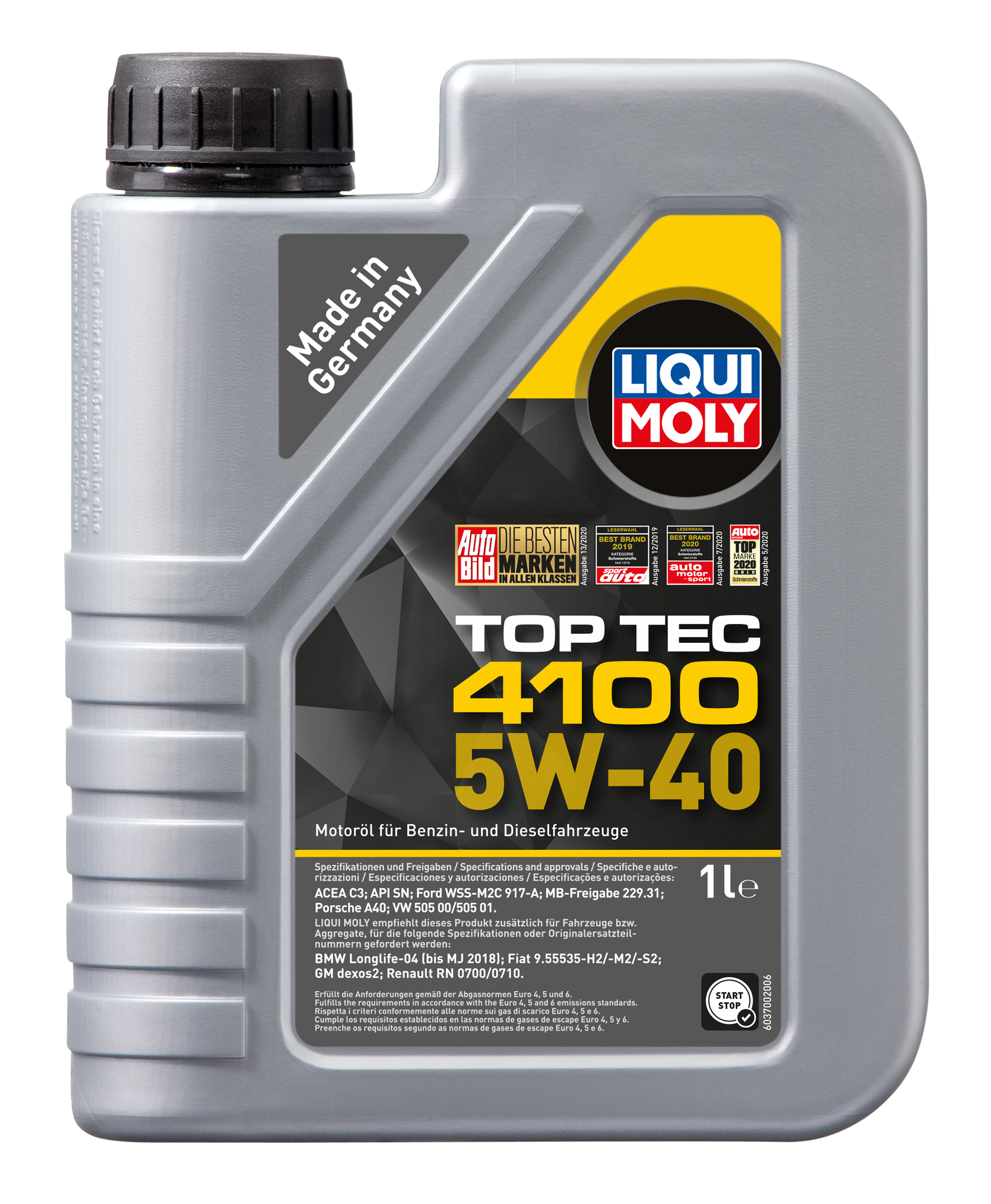 5W-40 Liqui Moly 3700 Top Tec 4100 Motoröl 1 Liter