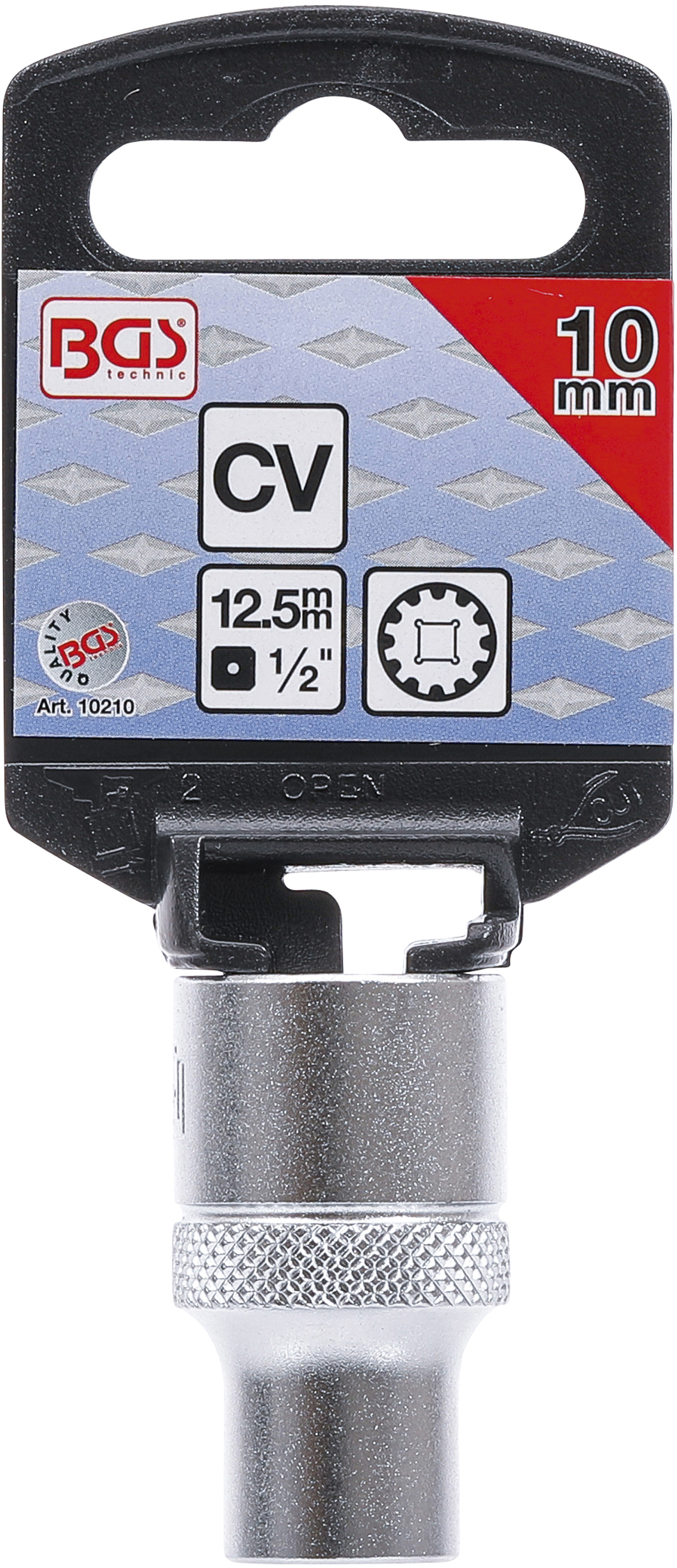 BGS Steckschlüssel-Einsatz Gear Lock | Antrieb Innenvierkant 12,5 mm (1/2") | SW 10 mm