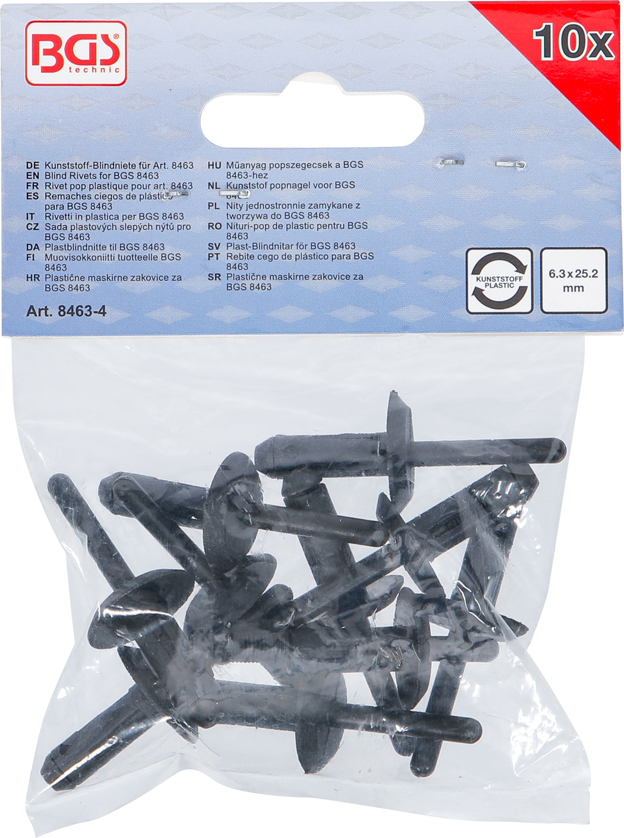BGS Kunststoff-Blindniete für Art. 8463 | 6,3 x 25,2 mm | 10-tlg.