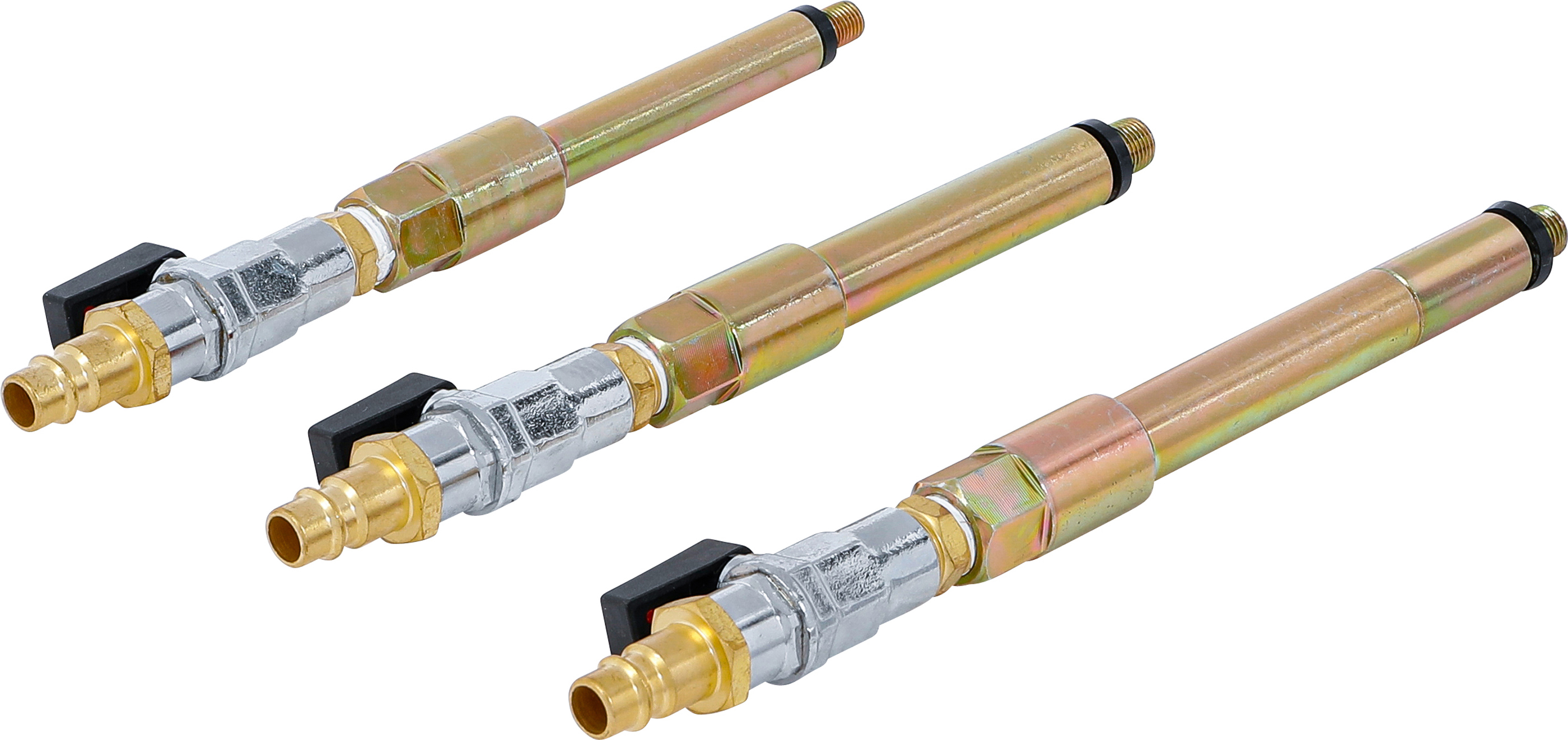 BGS Druckluftadapter-Satz für Glühkerzenbohrungen | M8 x 1,0 - M10 x 1,0 - M10 x 1,25 | 3-tlg.