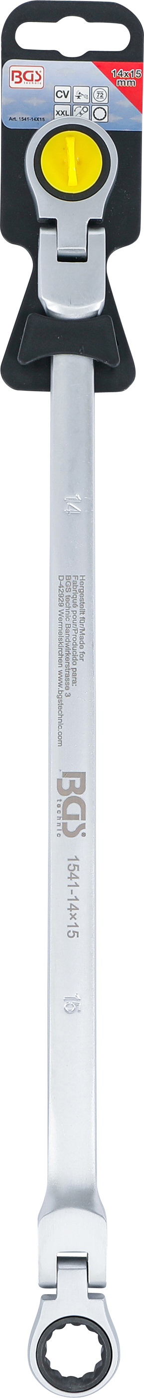 BGS Doppel-Ratschen-Gelenkschlüssel | SW 14 x 15 mm