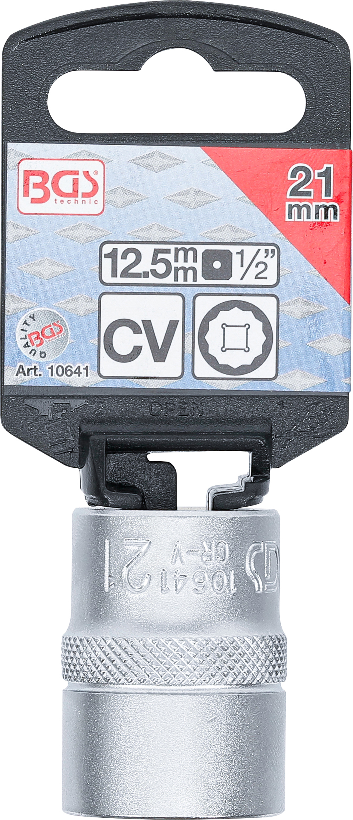 BGS Steckschlüssel-Einsatz Zwölfkant | Antrieb Innenvierkant 12,5 mm (1/2") | SW 21 mm