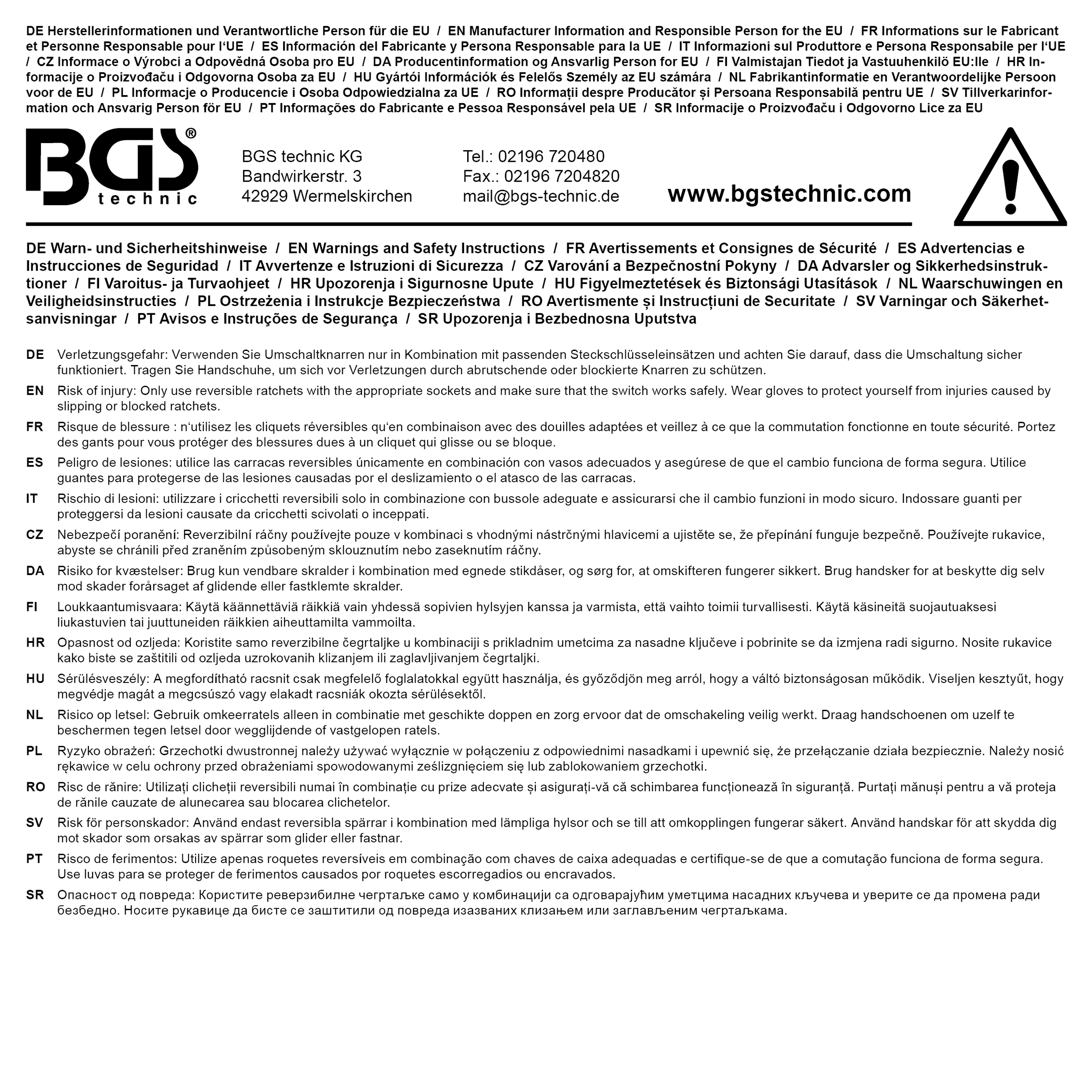 BGS Umschaltknarre | Abtrieb Außenvierkant 6,3 mm (1/4")