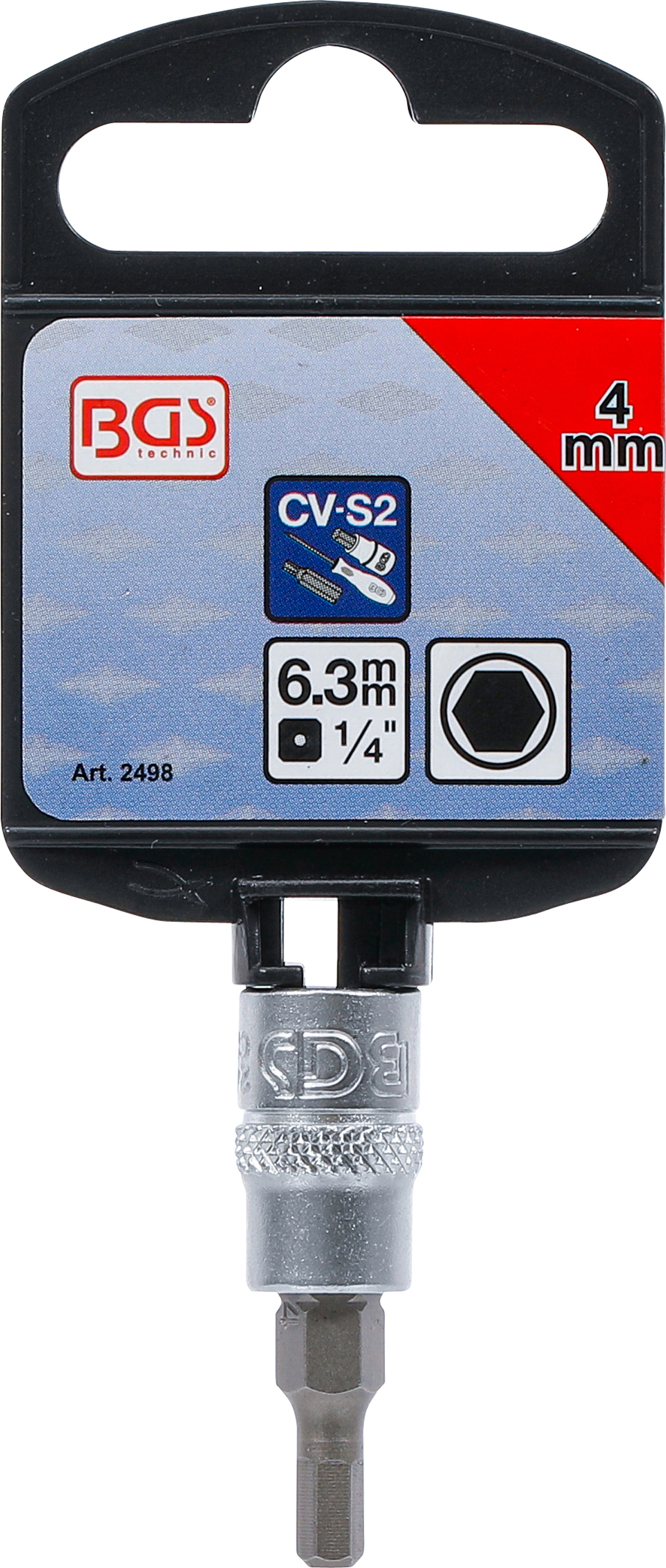 BGS Bit-Einsatz | Antrieb Innenvierkant 6,3 mm (1/4") | Innensechskant 4 mm
