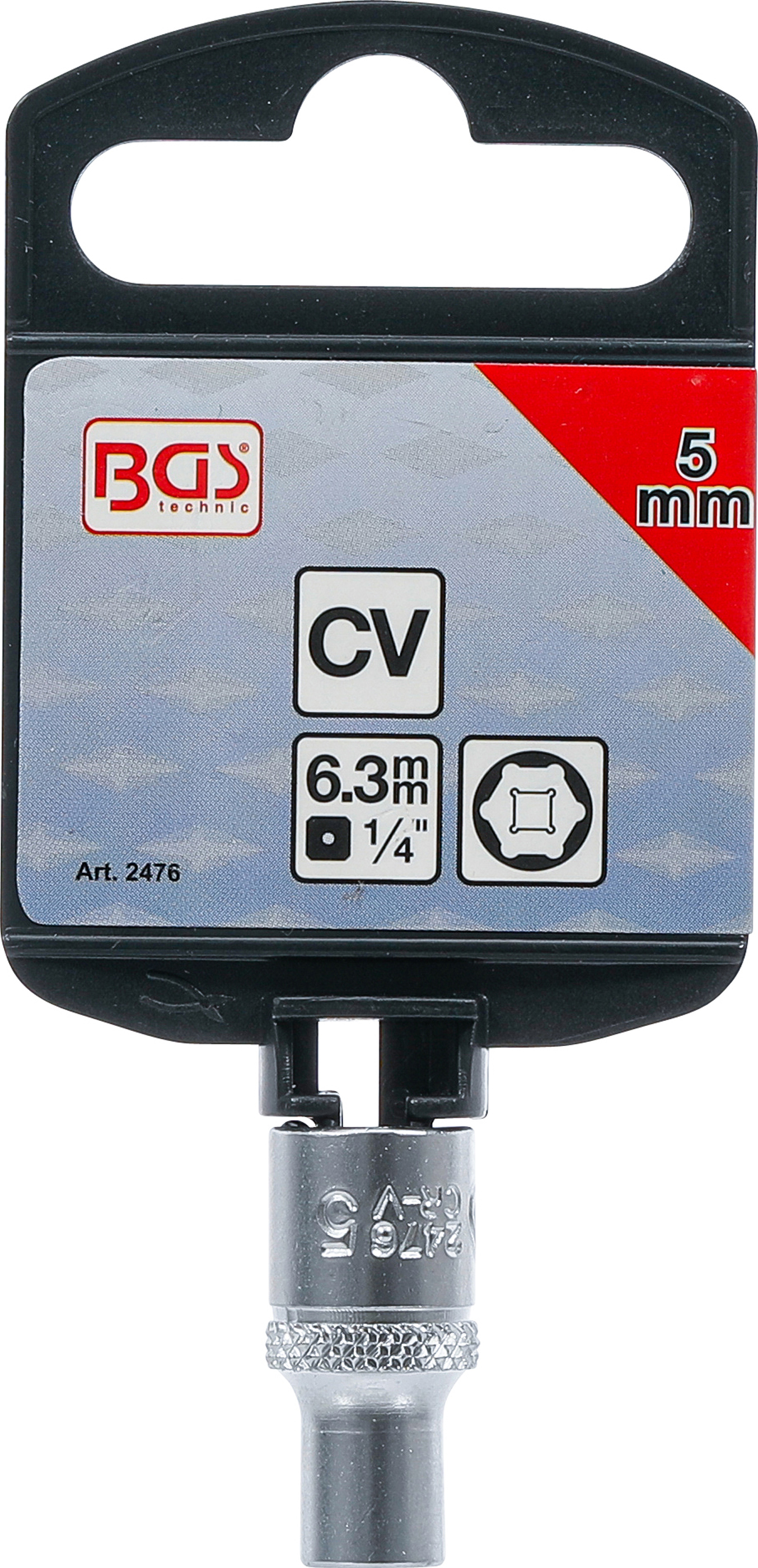 BGS Steckschlüssel-Einsatz Sechskant | Antrieb Innenvierkant 6,3 mm (1/4") | SW 5 mm