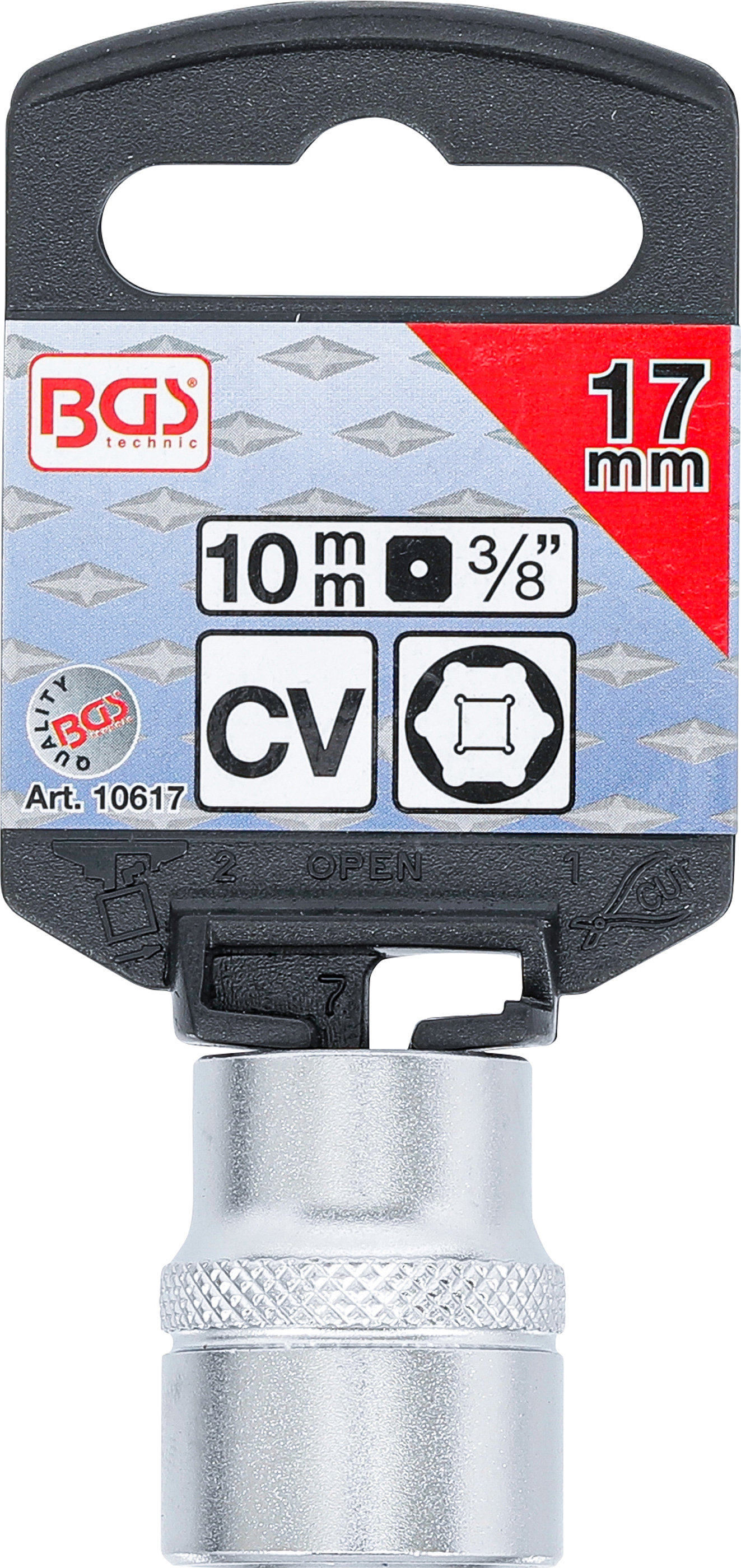 BGS Steckschlüssel-Einsatz Sechskant | Antrieb Innenvierkant 10 mm (3/8") | SW 17 mm