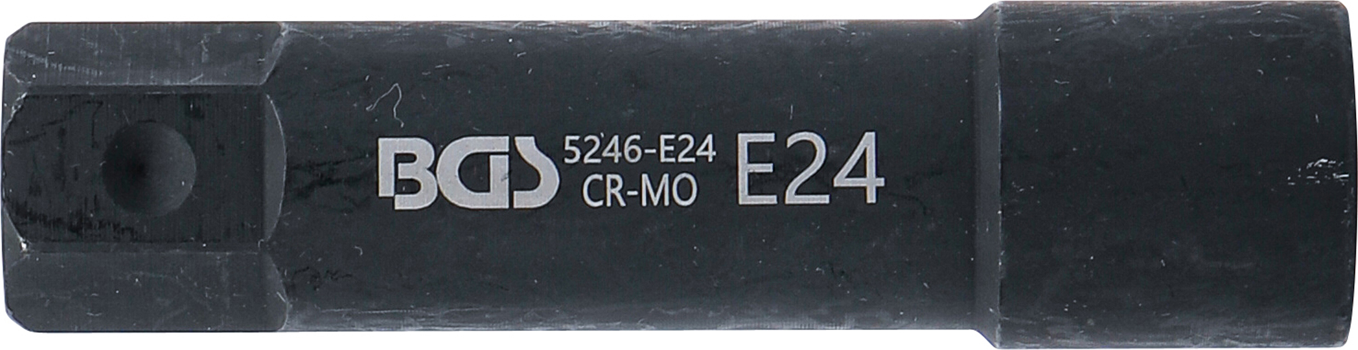 BGS Steckschlüssel-Einsatz E-Profil, extra lang | Antrieb Außensechskant 22 mm | SW E24
