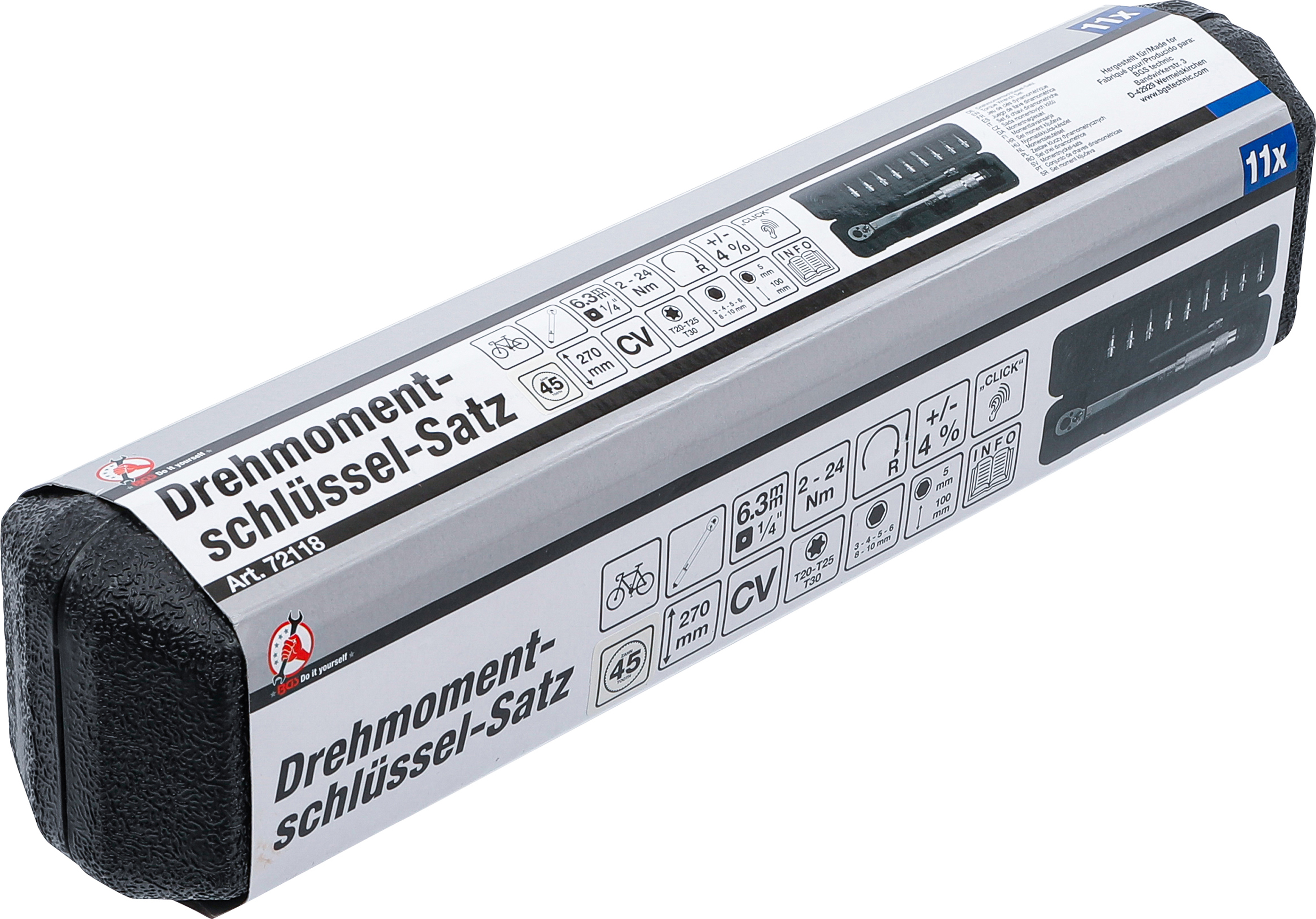 BGS Drehmomentschlüssel-Satz | Abtrieb Außenvierkant 6,3 mm (1/4") | 2 - 24 Nm | 11-tlg.
