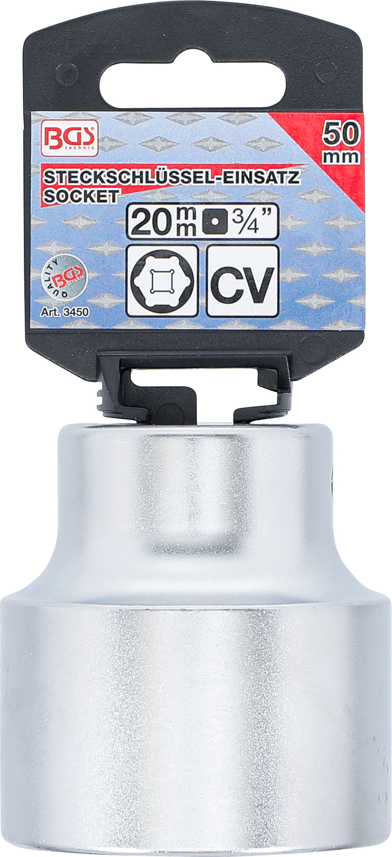 BGS Steckschlüssel-Einsatz Sechskant | Antrieb Innenvierkant 20 mm (3/4") | SW 50 mm