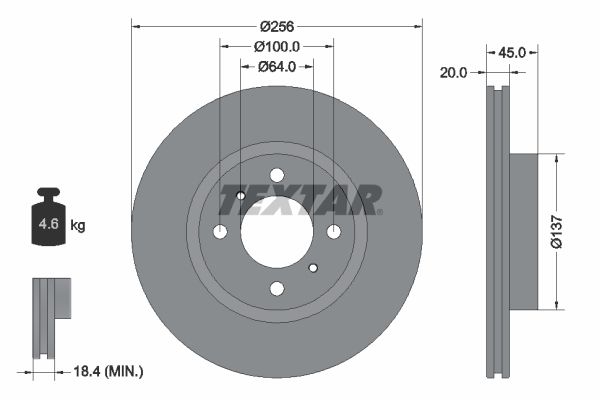 Bremsscheibe “TEXTAR innenbelüftet , 256 mm, 20 mm”