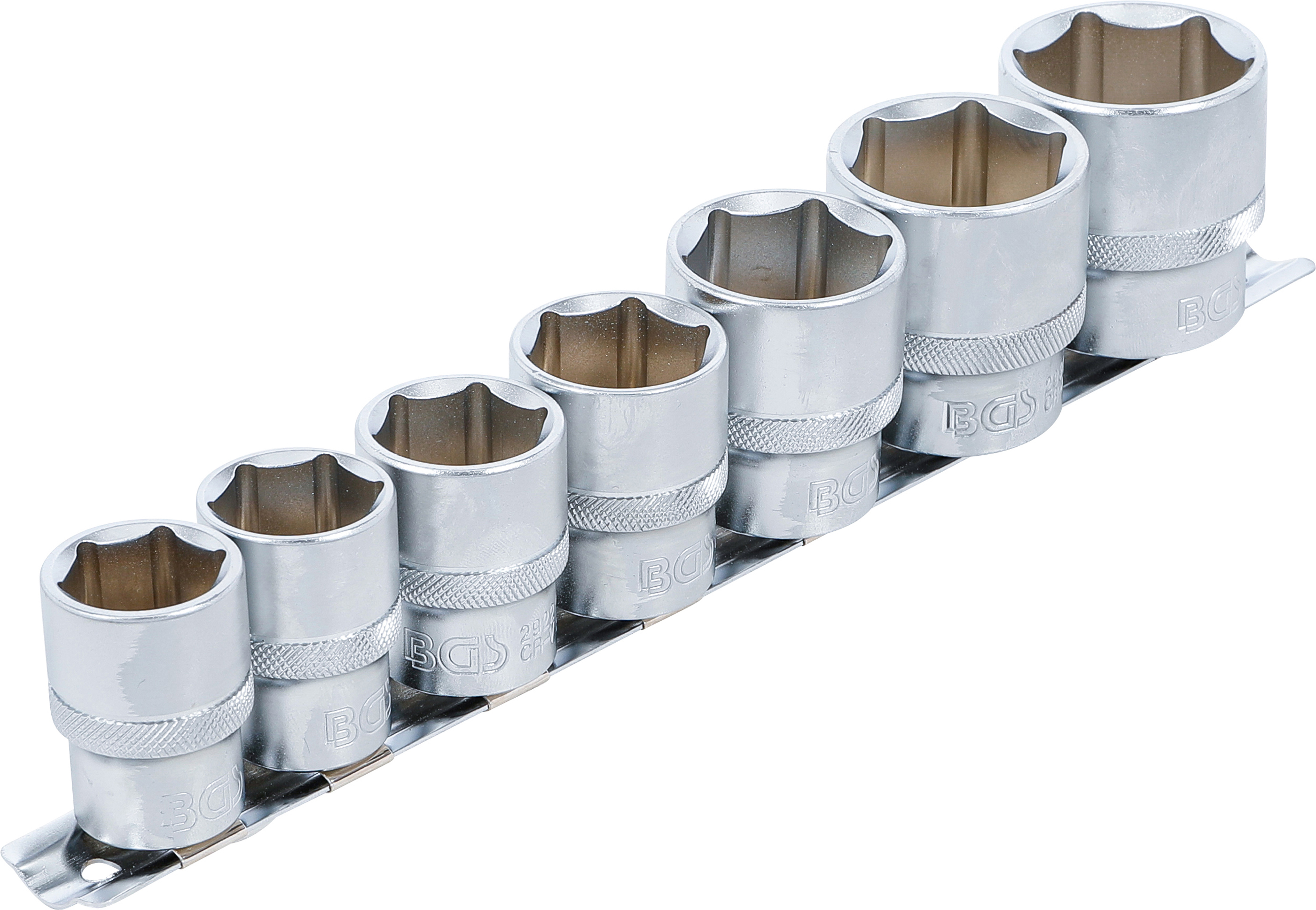 BGS Steckschlüssel-Einsatz-Satz, Sechskant | Antrieb Innenvierkant 12,5 mm (1/2") | SW 20 - 32 mm | 7-tlg.