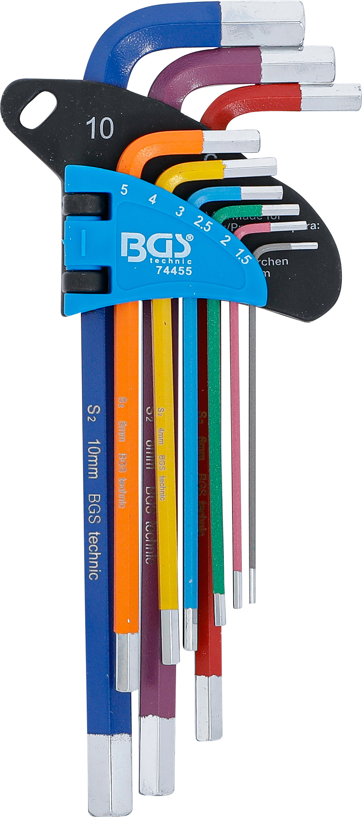 BGS Winkelschlüssel-Satz | Multicolour | Innensechskant 1,5 - 10 mm | 9-tlg.