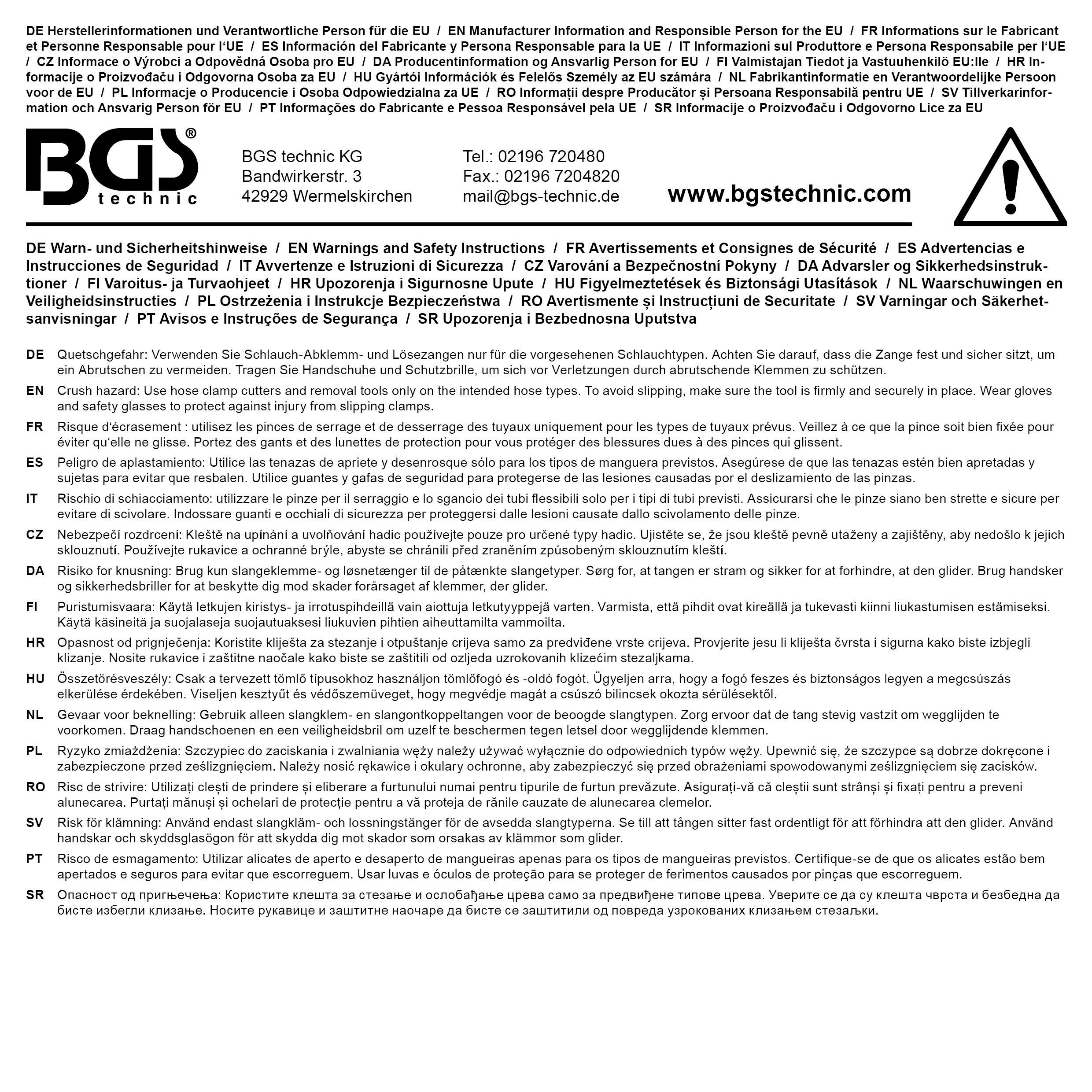 BGS Schlauch-Abstreifzange | 200 mm