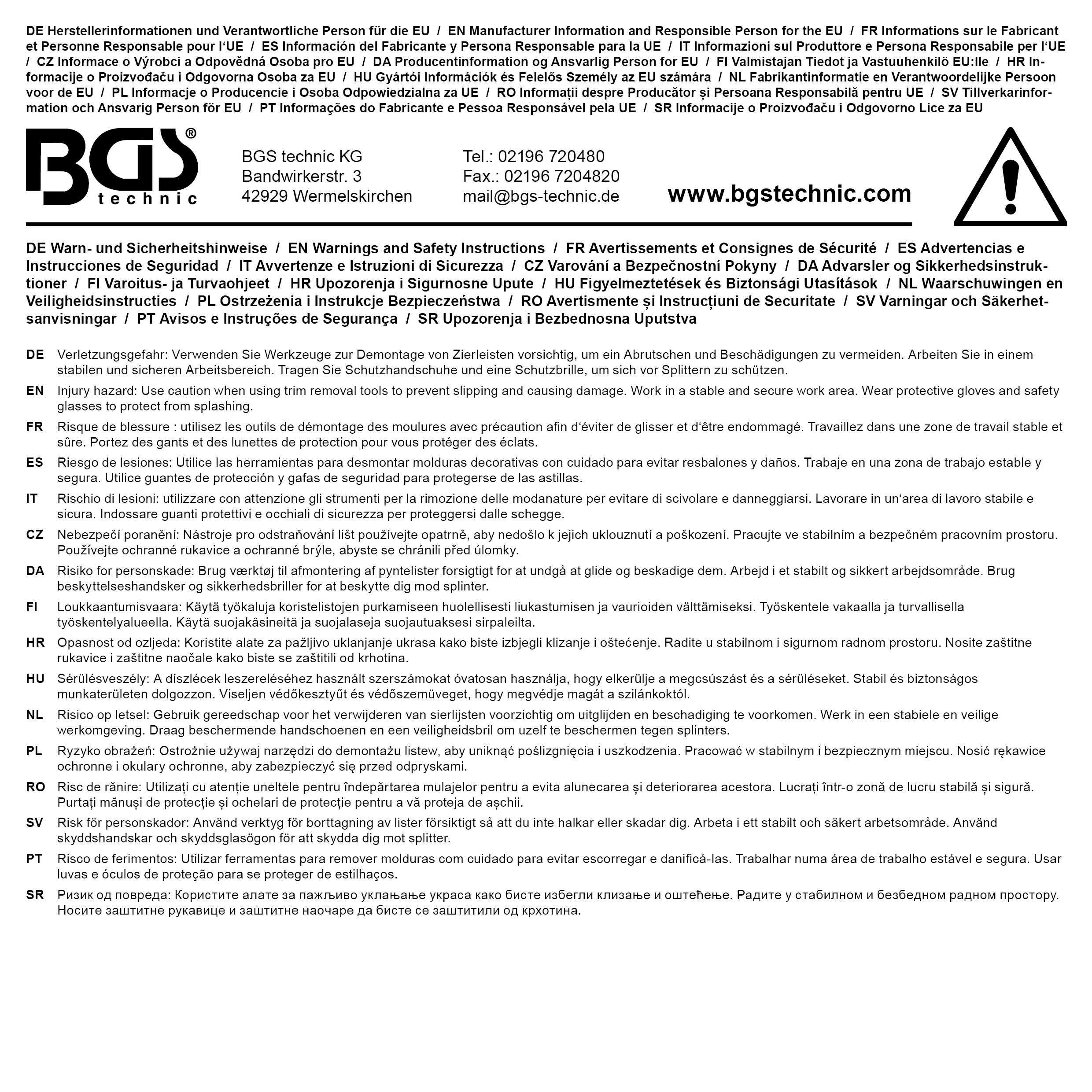 BGS Verkleidungsclip-Zange | 190 mm