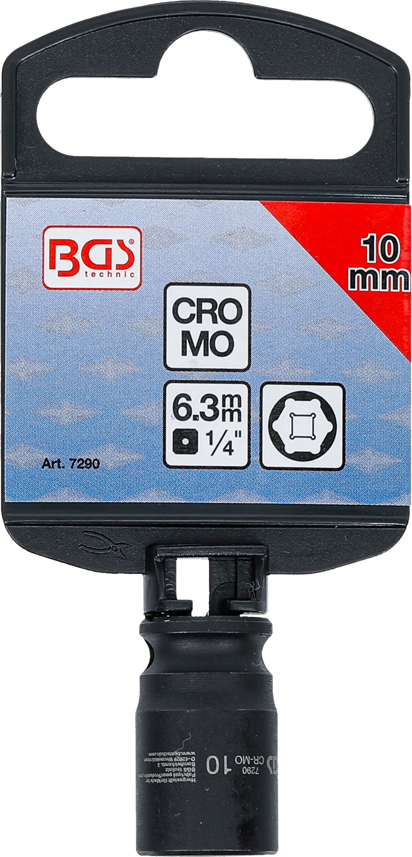 BGS Kraft-Steckschlüssel-Einsatz Sechskant | Antrieb Innenvierkant 6,3 mm (1/4") | SW 10 mm