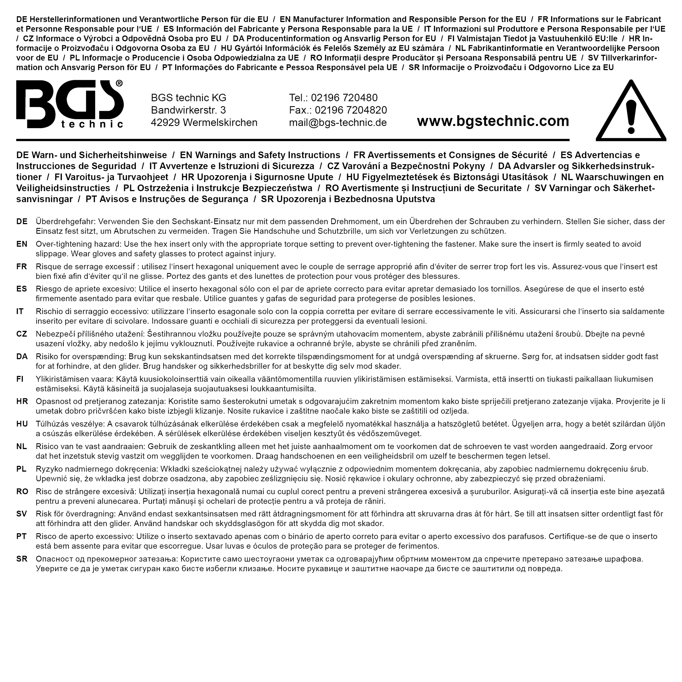 BGS Steckschlüssel-Einsatz Sechskant, tief | Antrieb Innenvierkant 6,3 mm (1/4") | SW 5/16"