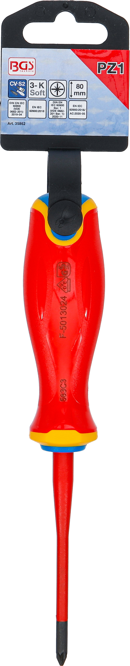 BGS VDE-Schraubendreher | extra dünne Spitze | Kreuzschlitz PZ1