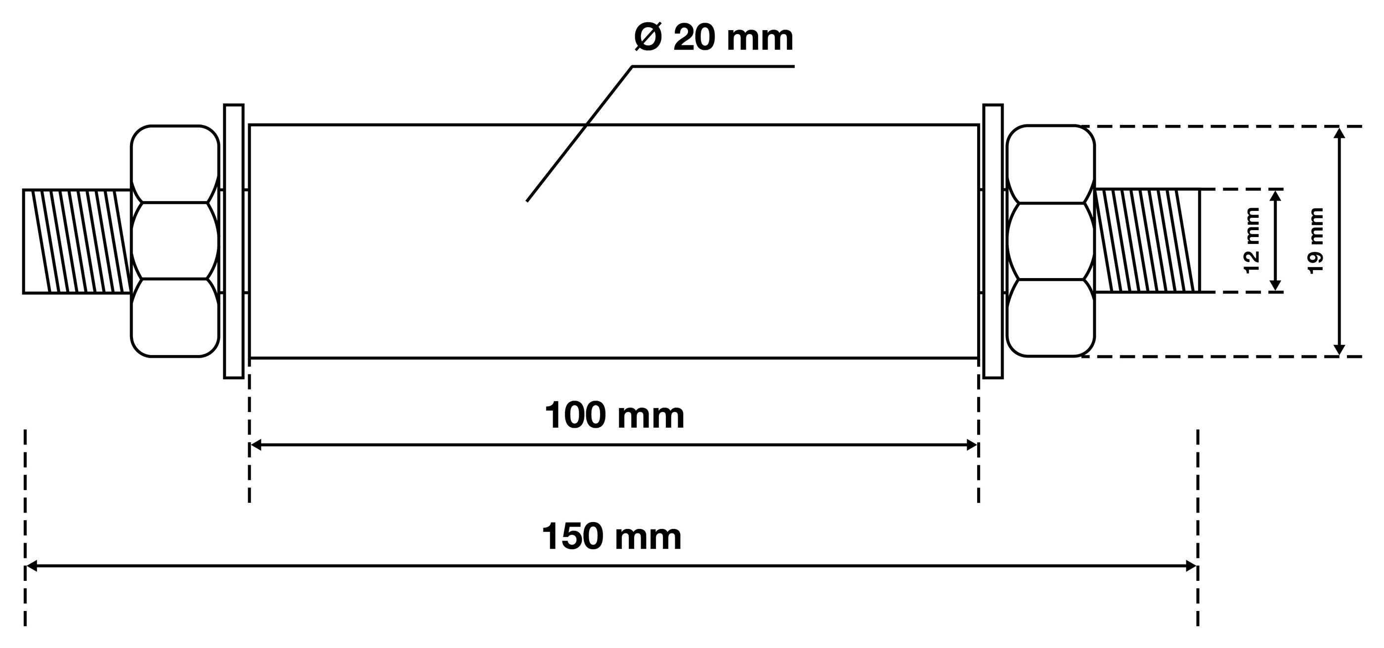BGS Achsen-Satz für Schubkarrenrad | Ø 20 mm