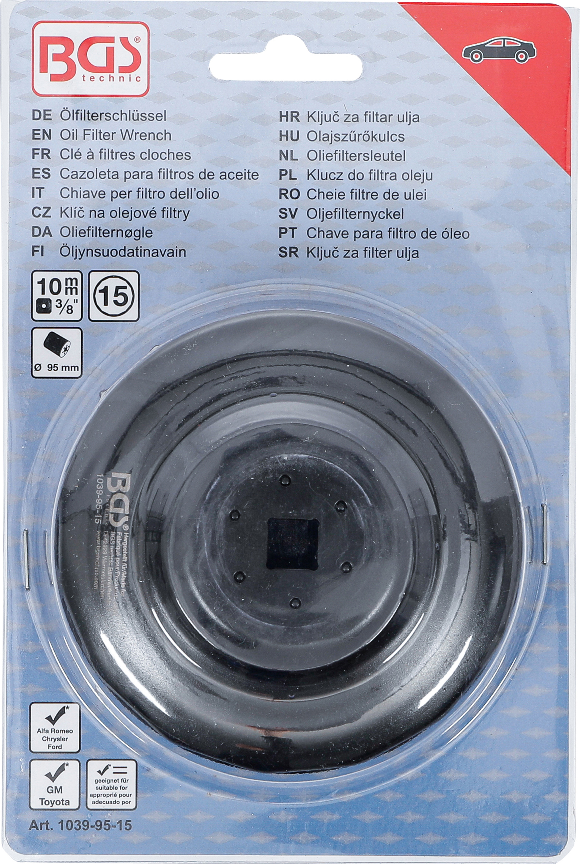 BGS Ölfilterschlüssel | 15-kant | Ø 95 mm | für Alfa Romeo, Chrysler, Ford, GM, Toyota BGS Ölfilterschlüssel | 15-kant | Ø 95 mm | für Alfa Romeo, Chrysler, Ford, GM, Toyota
