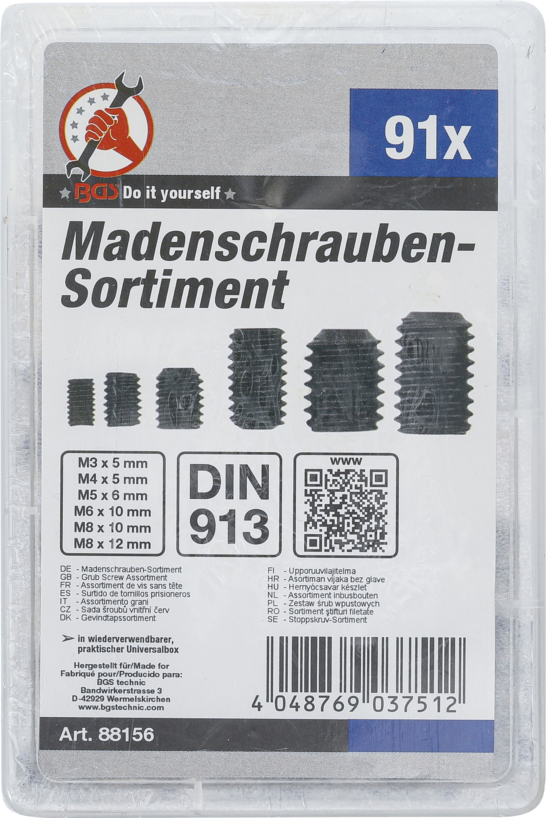 BGS Madenschrauben-Sortiment | 91-tlg.