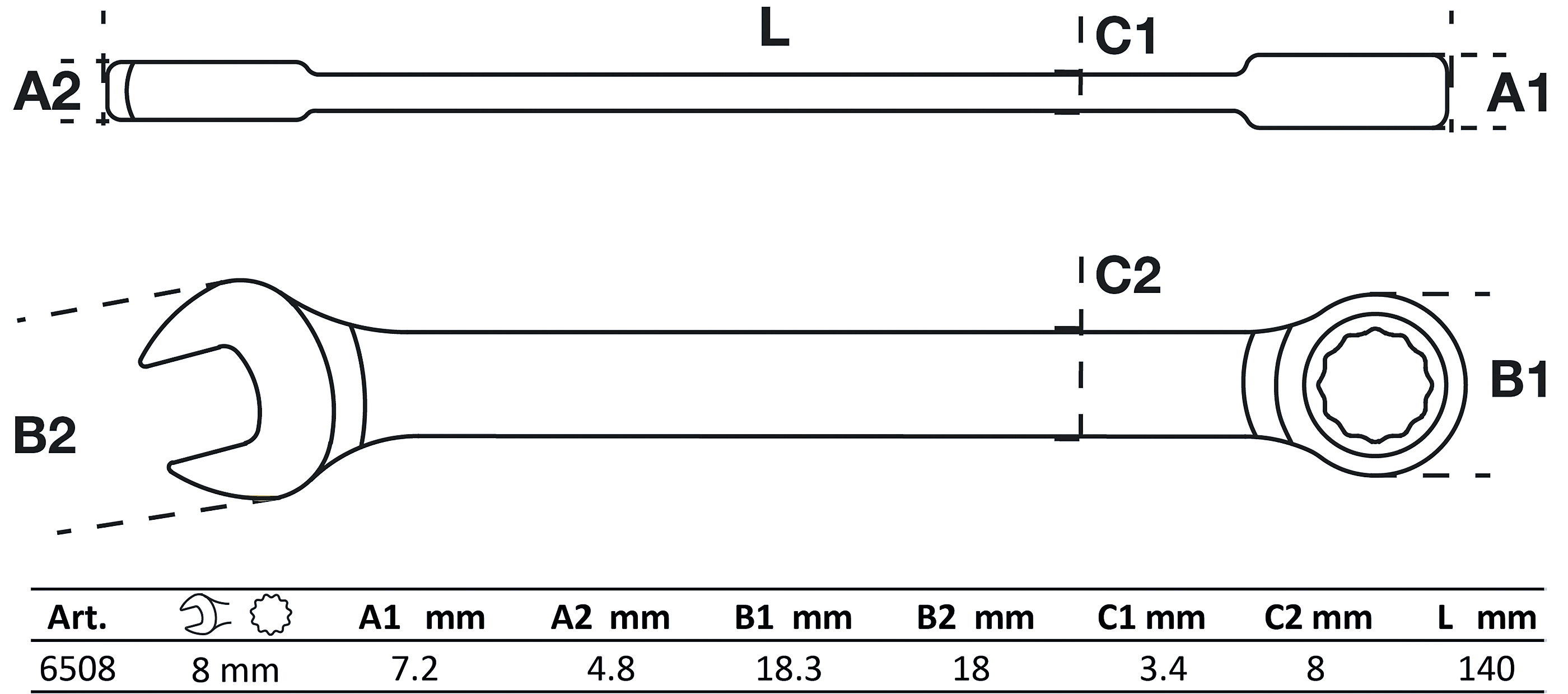 BGS Ratschenring-Maulschlüssel | SW 8 mm