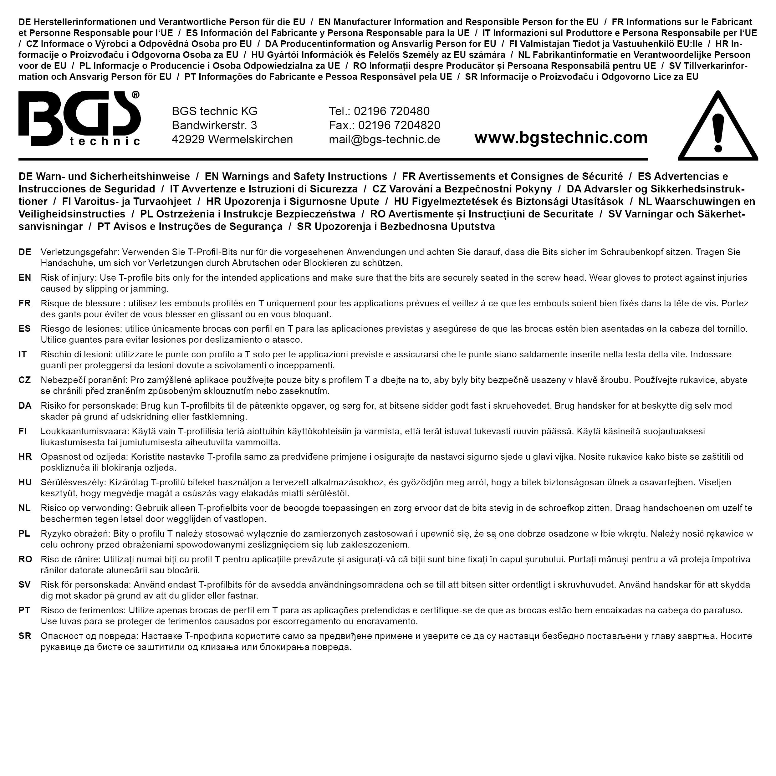 BGS Bit | Länge 30 mm | Antrieb Außensechskant 8 mm (5/16") | T-Profil (für Torx) T15