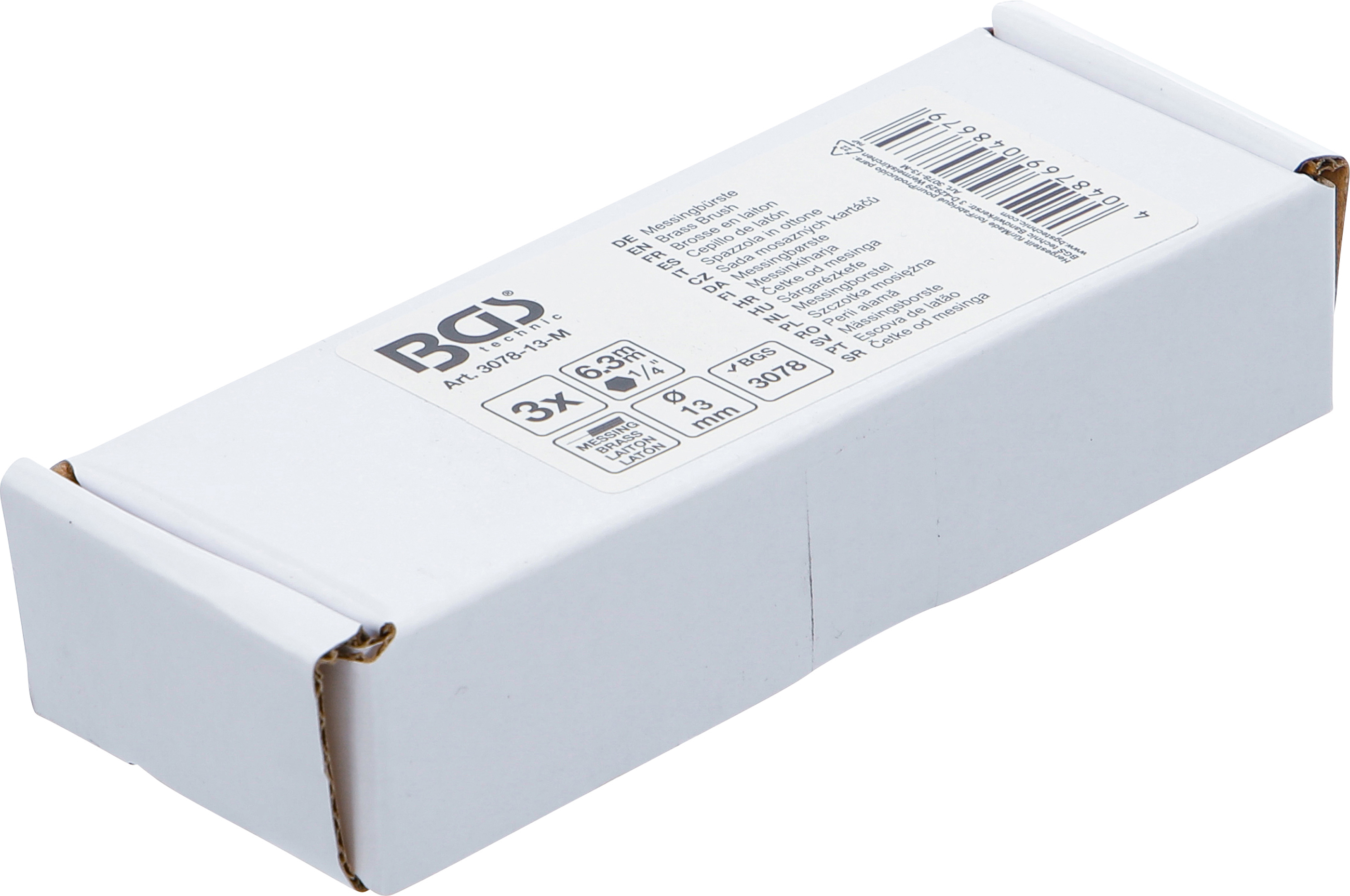 BGS Messingbürste | 13 mm | Antrieb Außensechskant 6,3 mm (1/4") | 3-tlg.