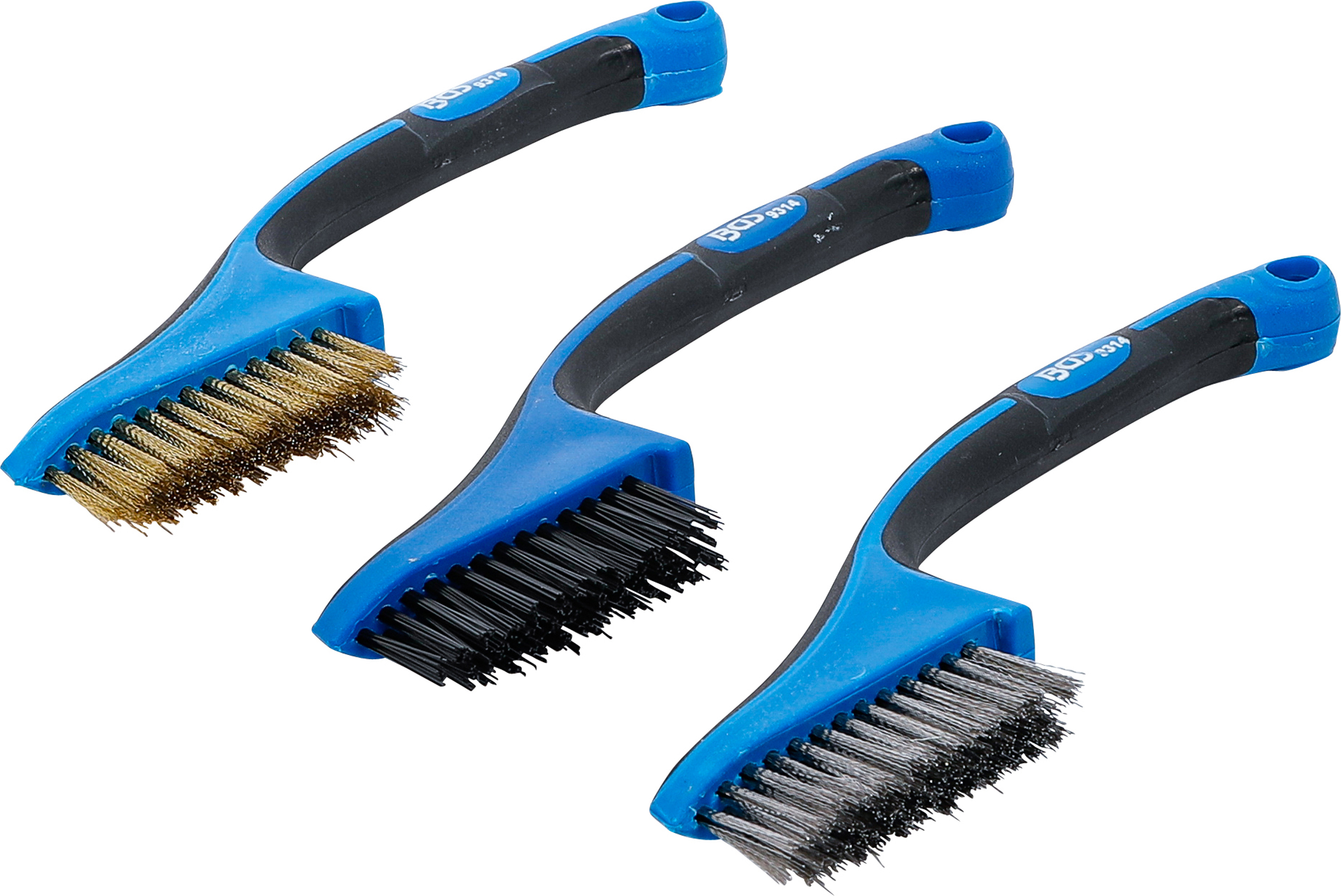 BGS Mini-Bürsten-Satz | Nylon, Messing, Edelstahl | 165 mm | 3-tlg.