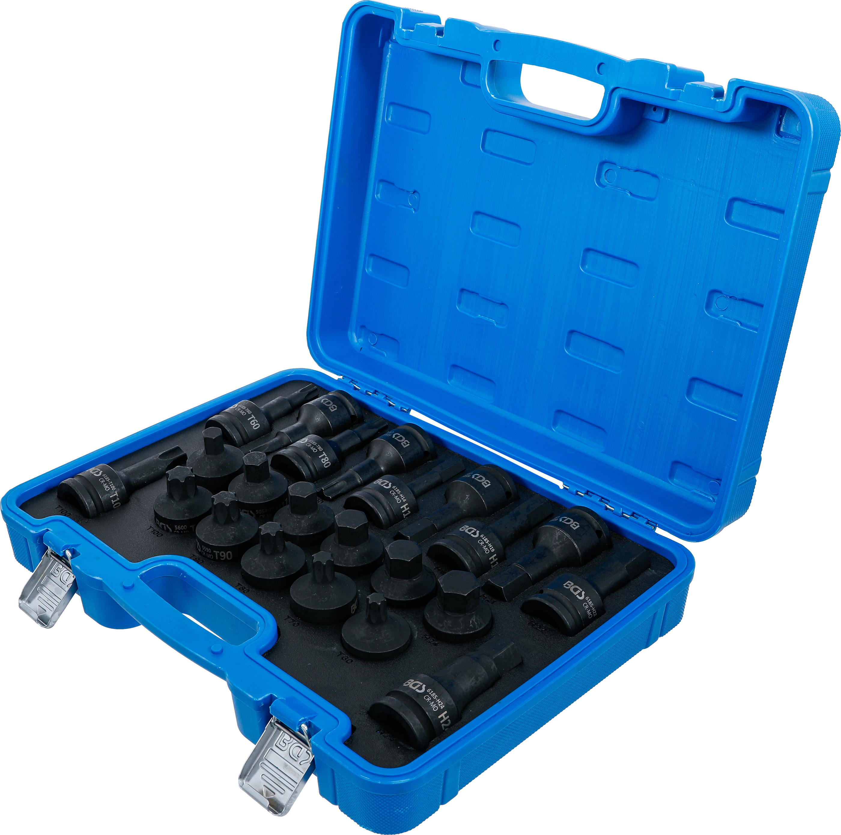 BGS Kraft-Bit-Einsatz-Satz | Antrieb Innenvierkant 20 mm (3/4") | Innensechskant, T-Profil (für Torx) | 22-tlg.