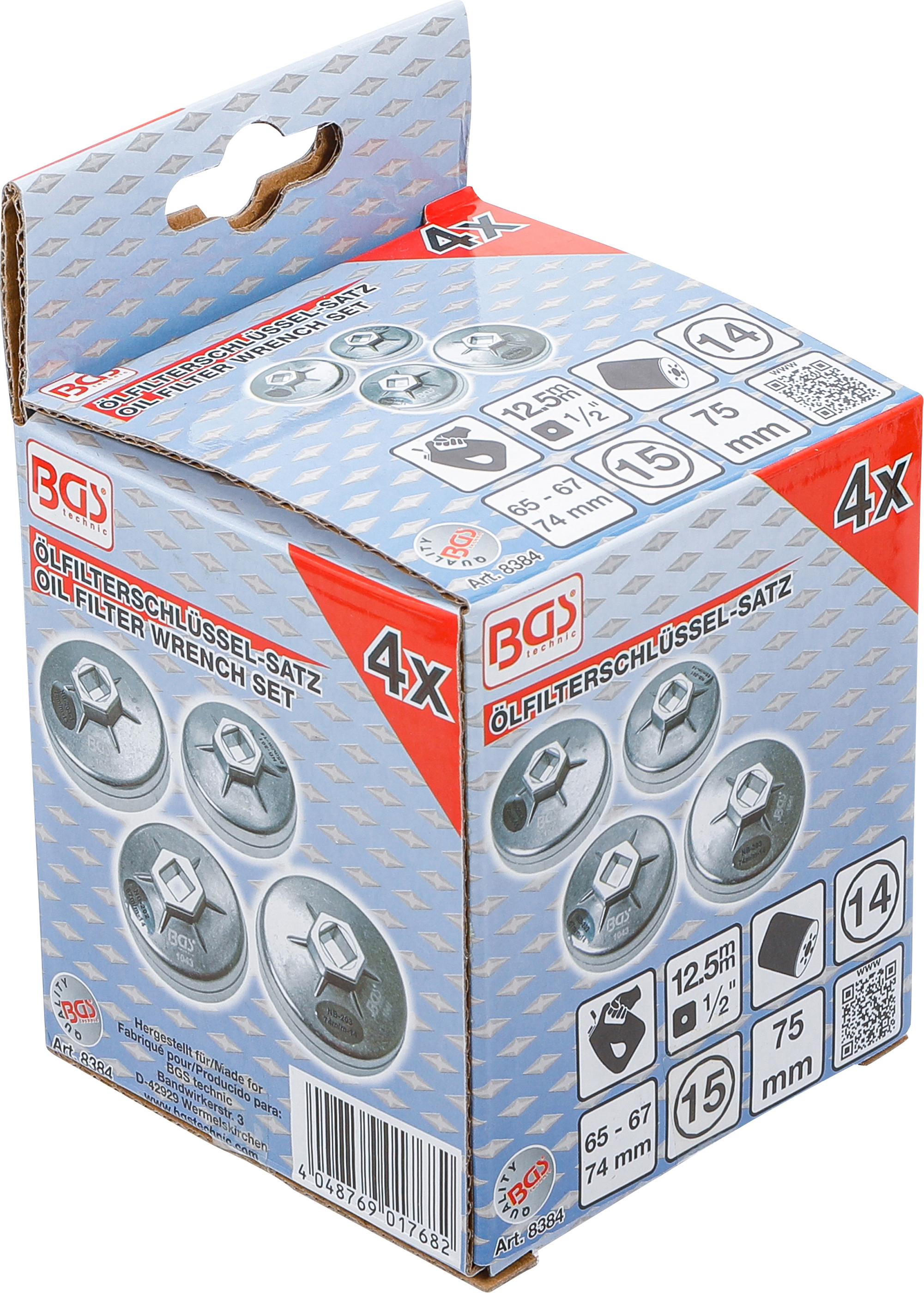 BGS Ölfilterschlüssel-Satz | Ø 65 - 75 mm | 4-tlg.