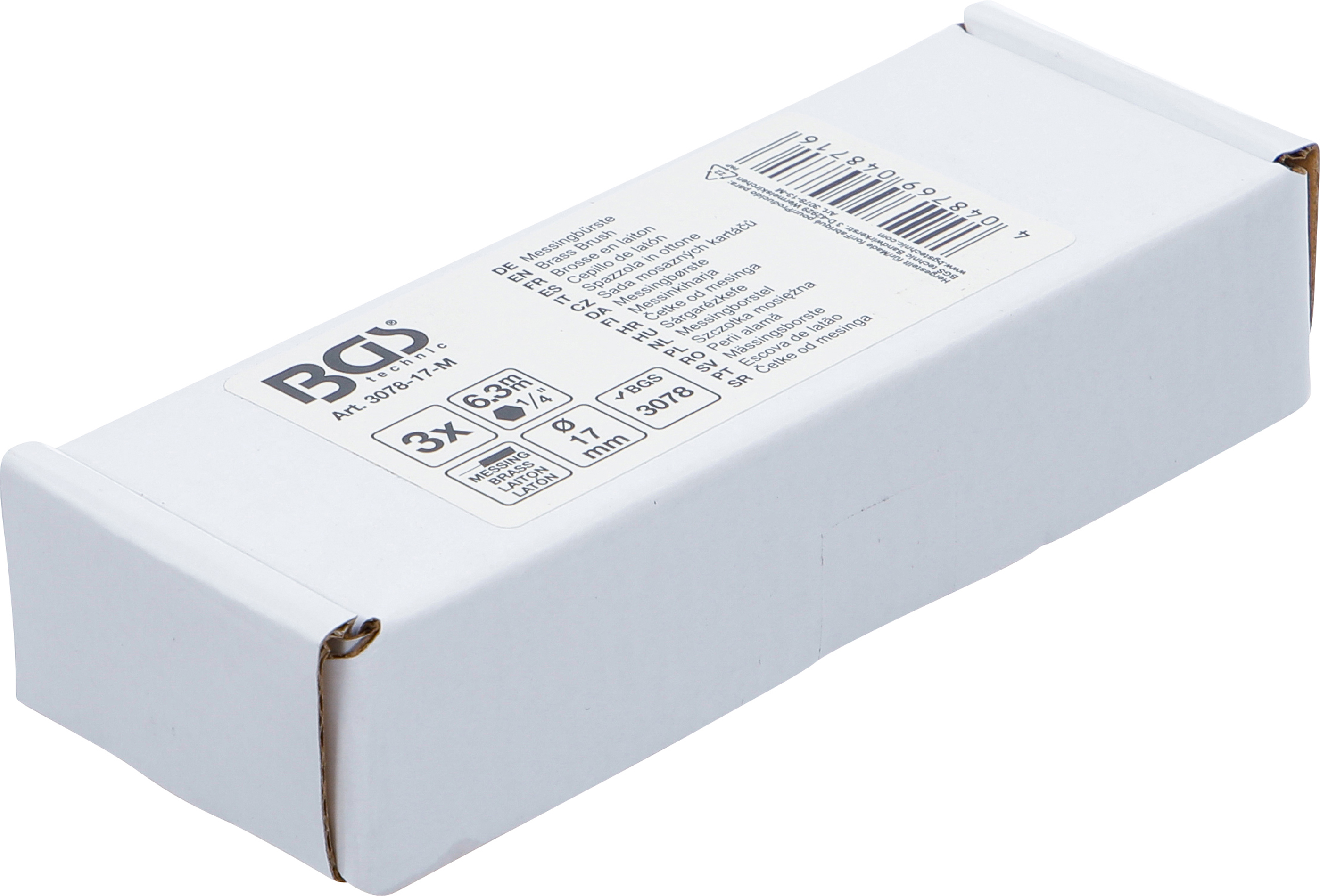 BGS Messingbürste | 17 mm | Antrieb Außensechskant 6,3 mm (1/4") | 3-tlg.