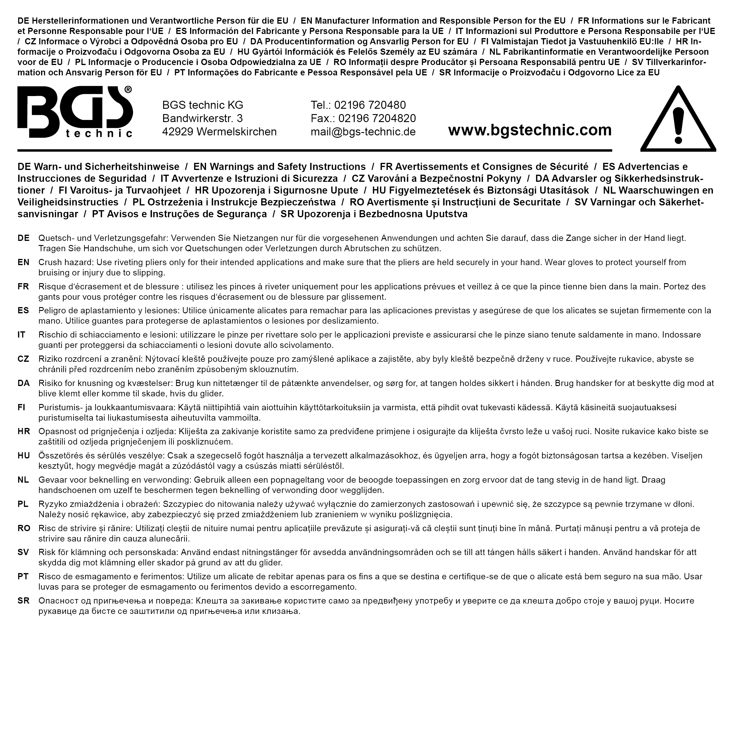 BGS Nietmuttern-Schraubkopf für Art. 405