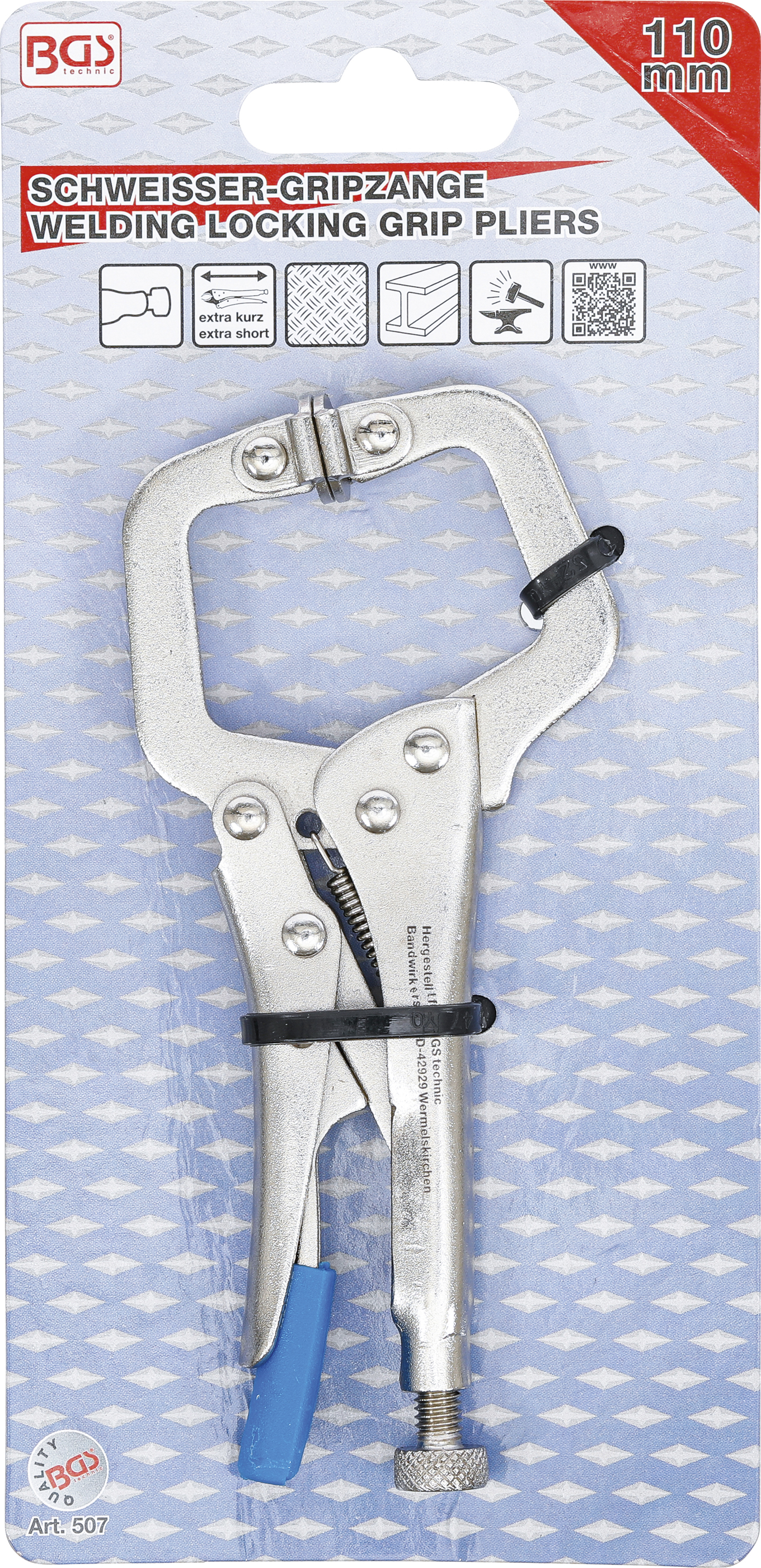 BGS Schweißer-Gripzange | extra kurz | 130 mm