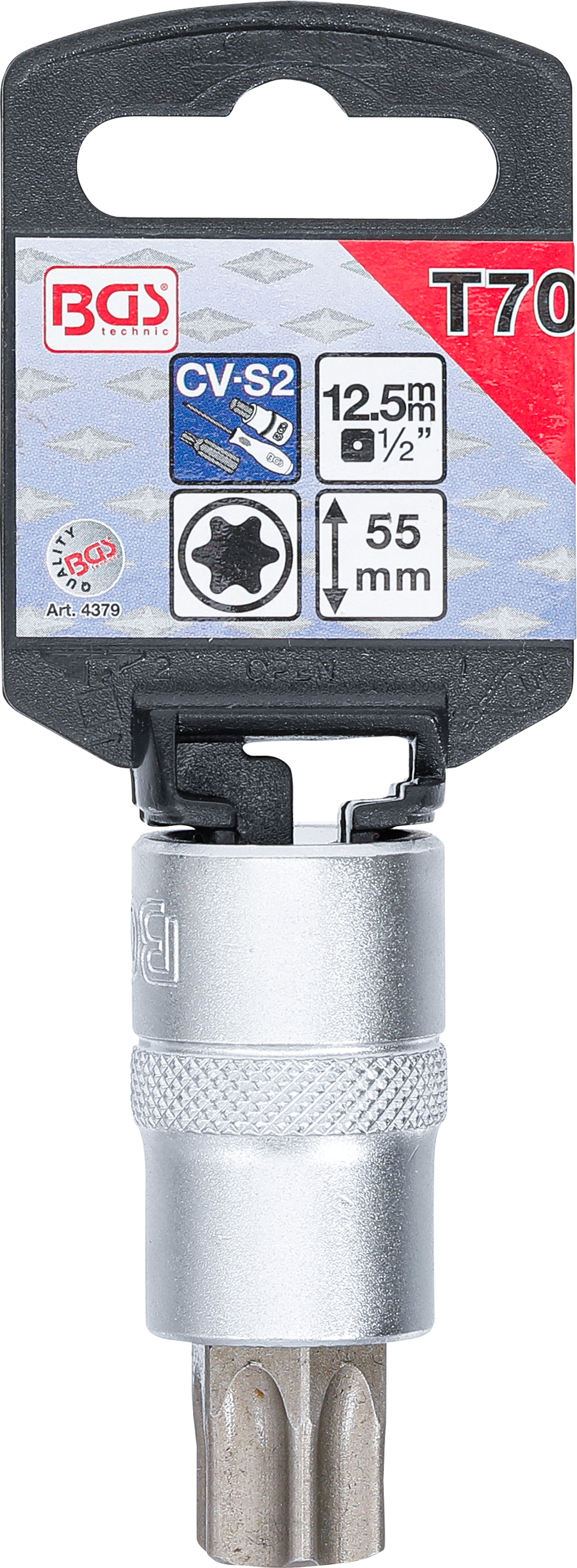 BGS Bit-Einsatz | Antrieb Innenvierkant 12,5 mm (1/2") | T-Profil (für Torx) T70