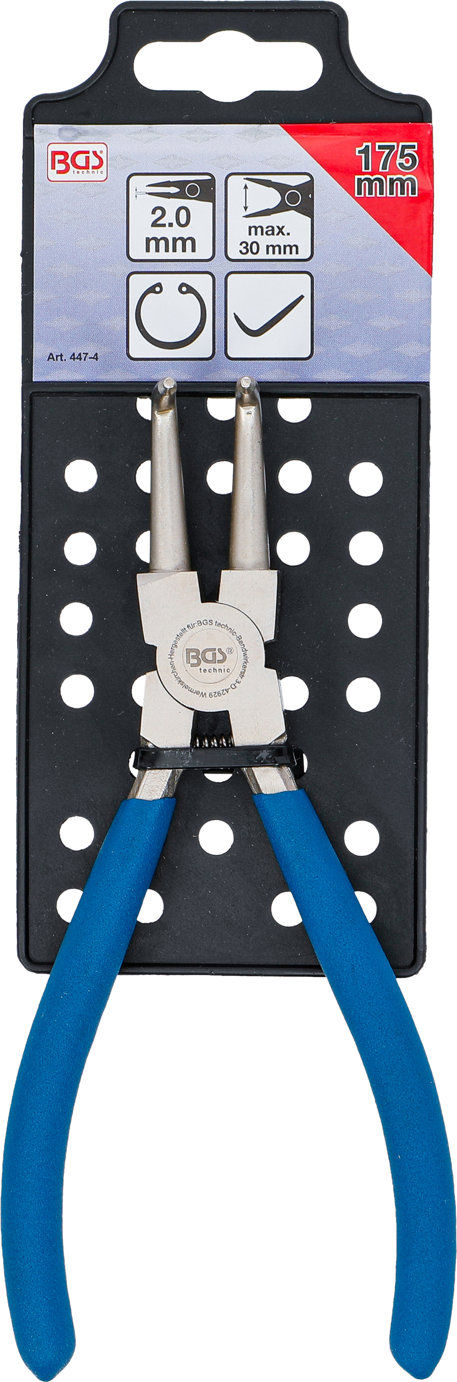 BGS Sprengringzange | abgewinkelt | für Innensprengringe | 175 mm
