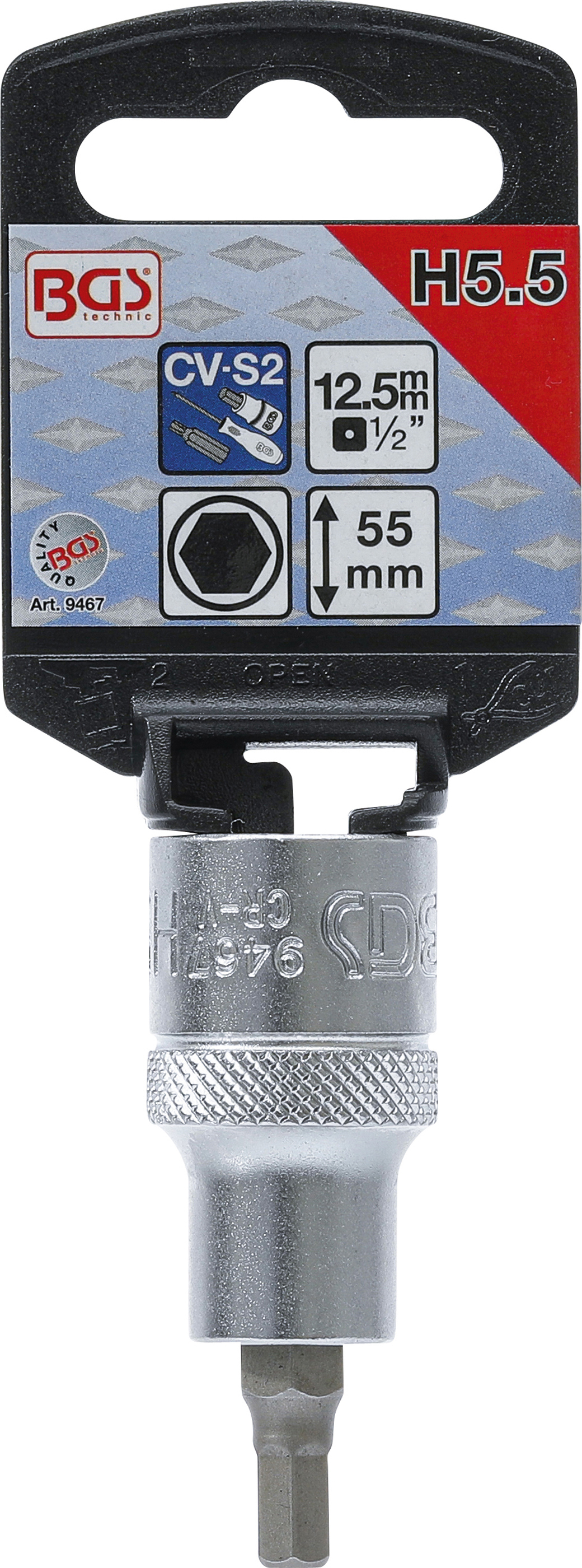 BGS Bit-Einsatz | Antrieb Innenvierkant 12,5 mm (1/2") | Innensechskant 5,5 mm