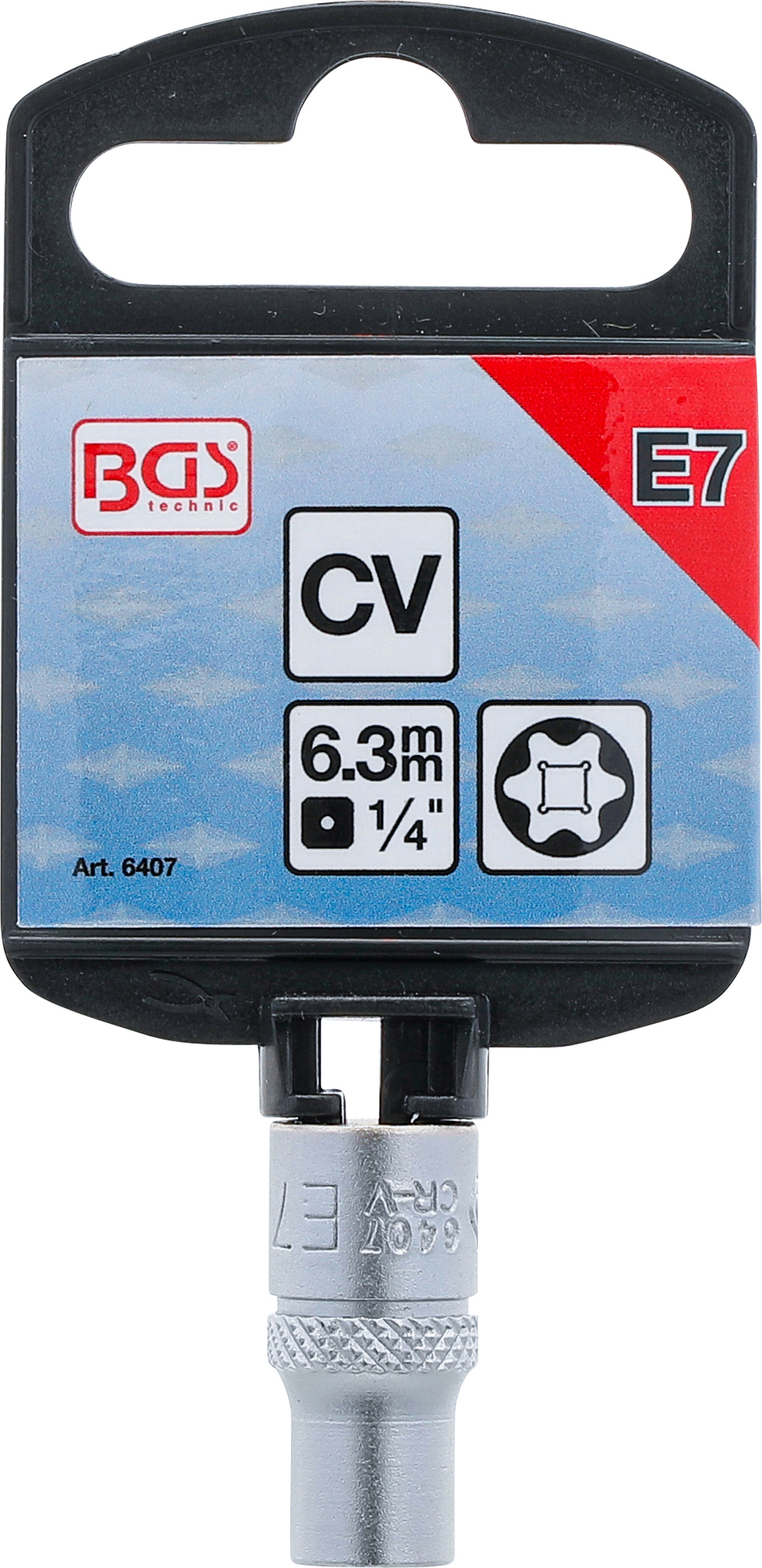 BGS Steckschlüssel-Einsatz E-Profil | Antrieb Innenvierkant 6,3 mm (1/4") | SW E7