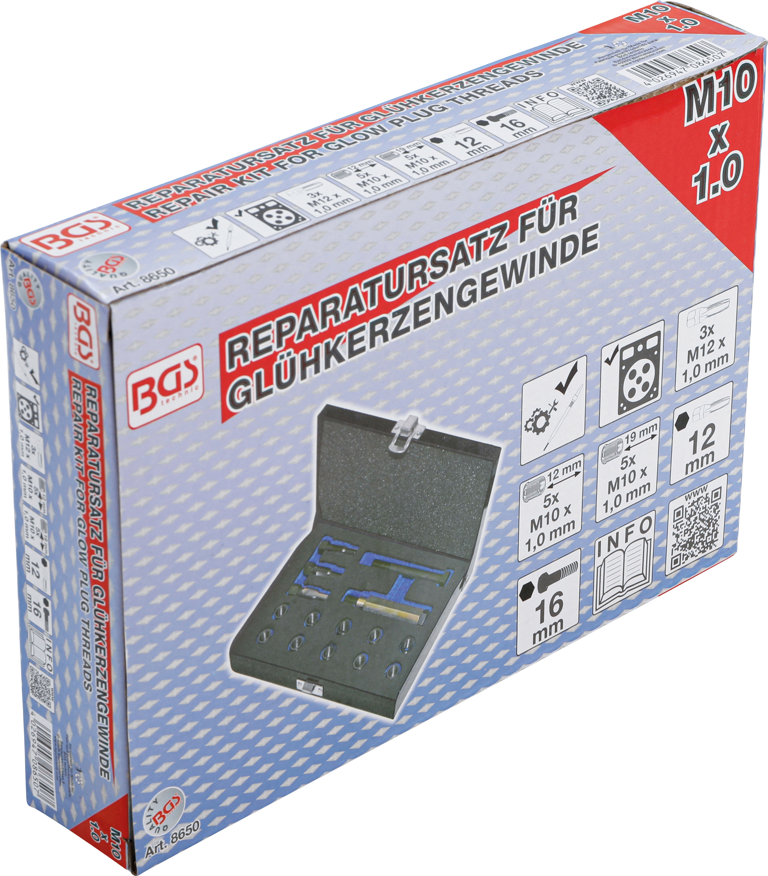 BGS Reparatursatz für Glühkerzengewinde | M10 x 1.0