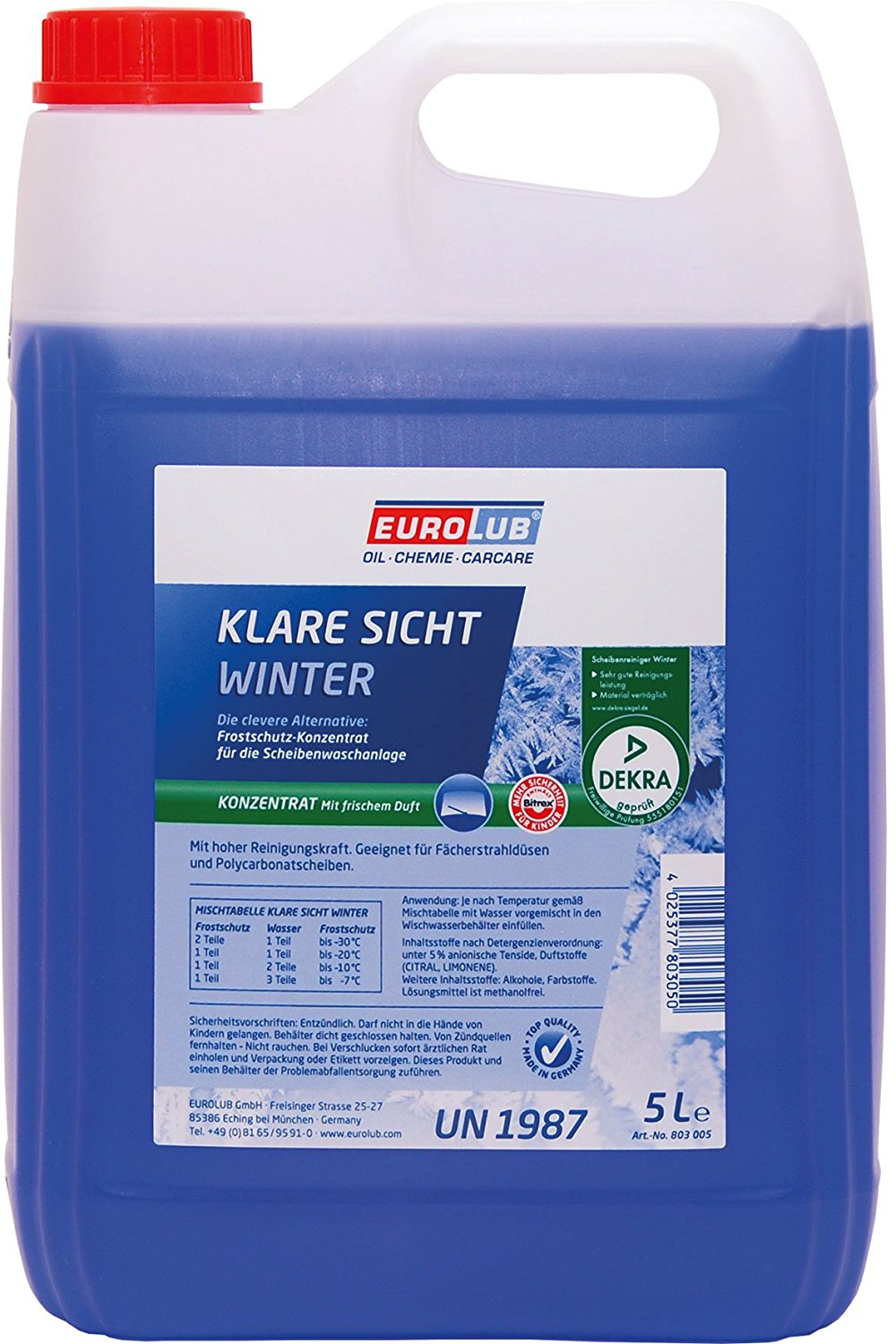 Eurolub Scheibenfrostschutz Klare Sicht Winter Konzentrat 5 Liter