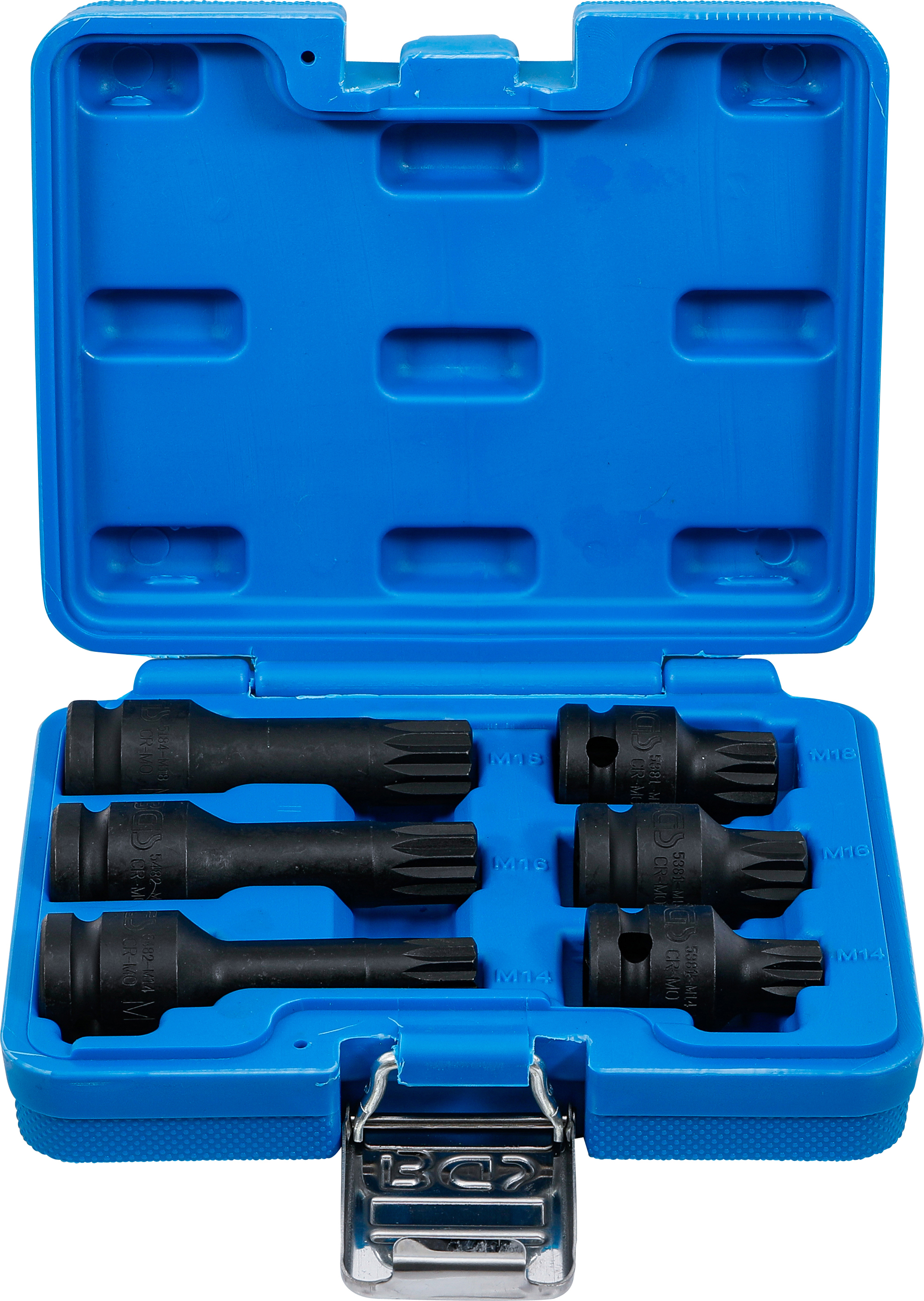 BGS Kraft-Bit-Einsatz-Satz | Antrieb Innenvierkant 12,5 mm (1/2") | Innenvielzahn (für XZN) M14 - M18 | 6-tlg.