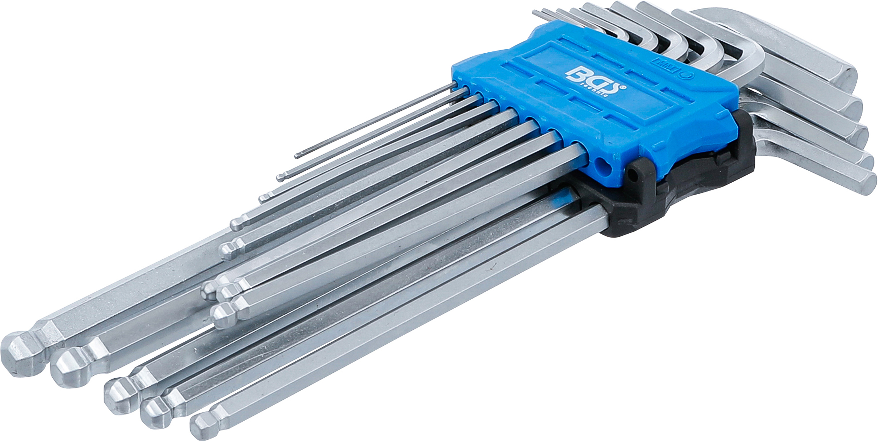 BGS Winkelschlüssel-Satz | extra lang | Innensechskant / Innensechskant mit Kugelkopf 1,5 - 10 mm | 13-tlg.