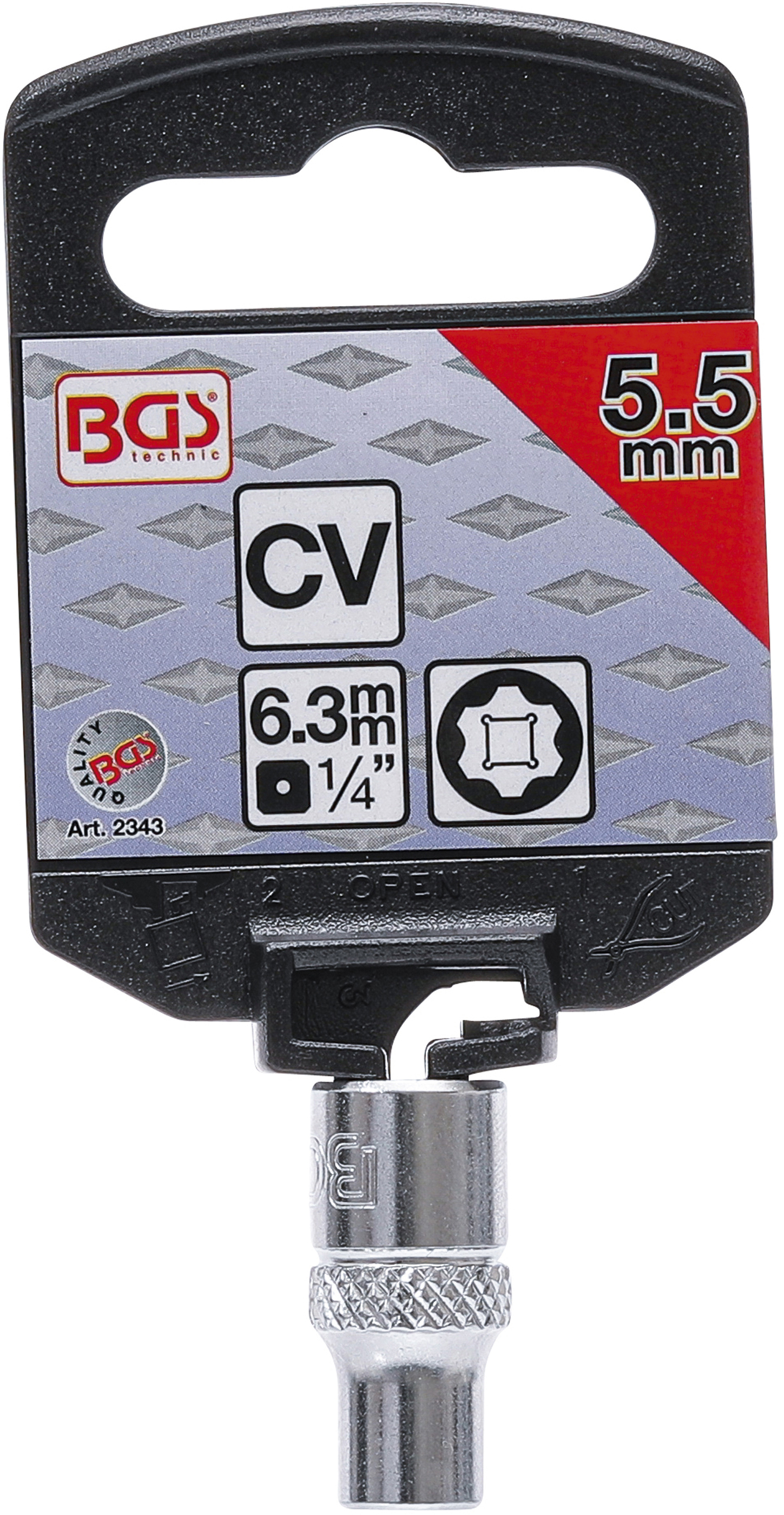 BGS Steckschlüssel-Einsatz Super Lock | Antrieb Innenvierkant 6,3 mm (1/4") | SW 5,5 mm