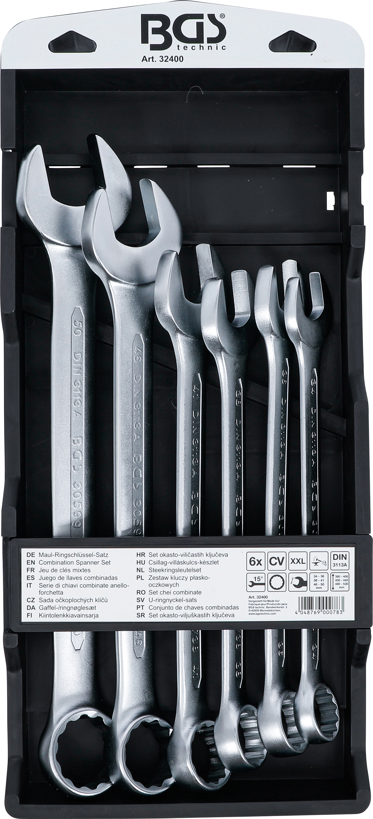 BGS Maul-Ringschlüssel-Satz | extra lang | SW 34 - 50 mm | 6-tlg.