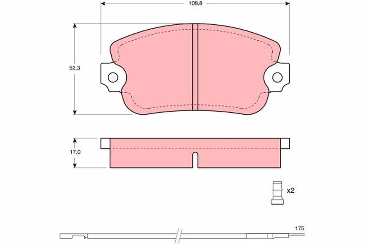 Bremsbelagsatz, Scheibenbremse “TRW BENDIX , inkl. Verschleißwarnkontakt , 52,3 mm”