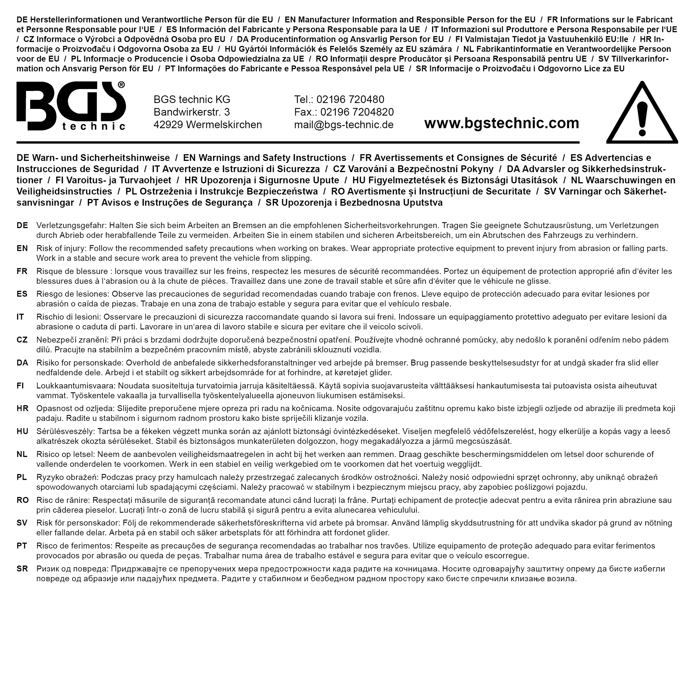 BGS Bremskolben-Rückstell-Satz | für Iveco | 7-tlg.