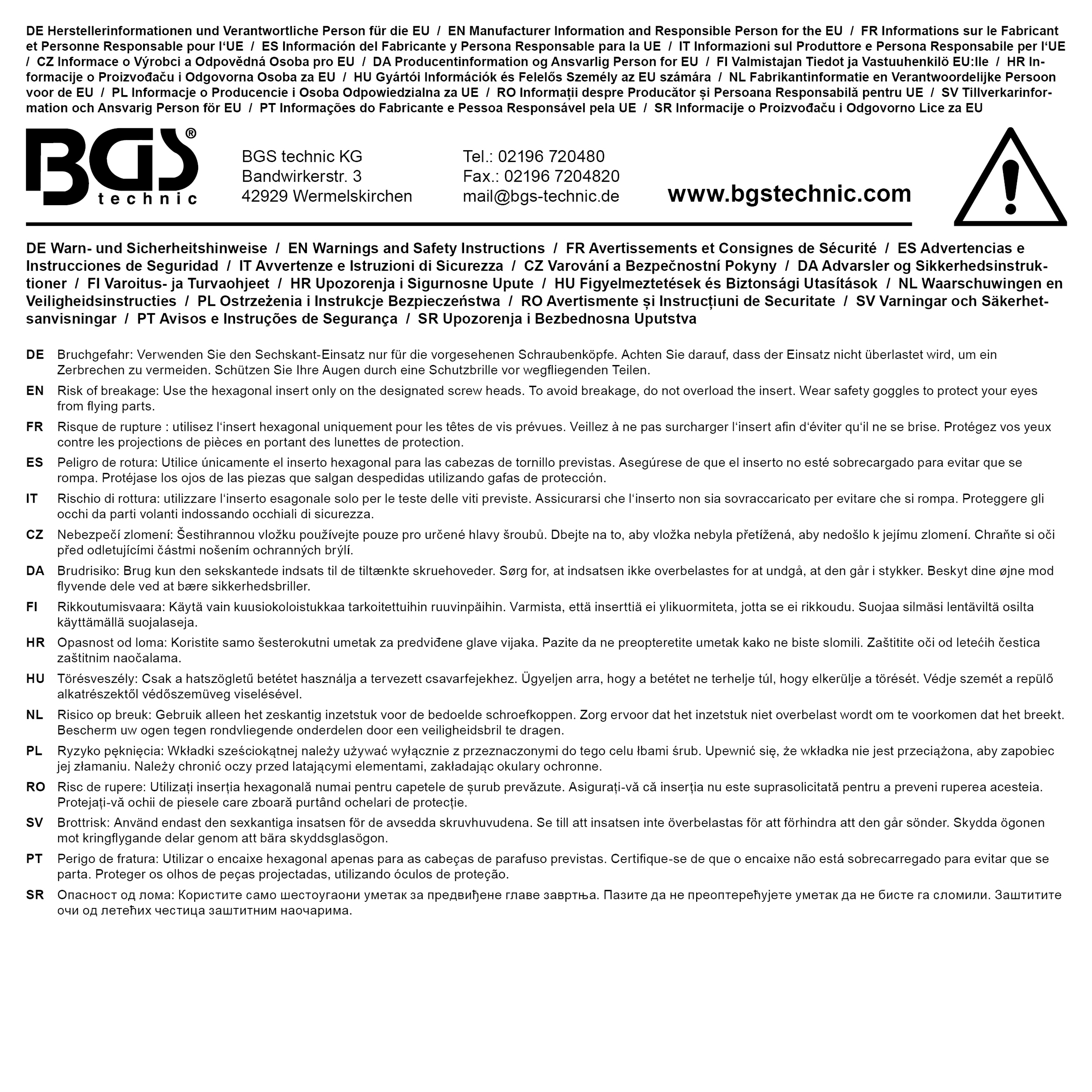 BGS Steckschlüssel-Einsatz Sechskant, tief | Antrieb Innenvierkant 12,5 mm (1/2") | SW 10 mm