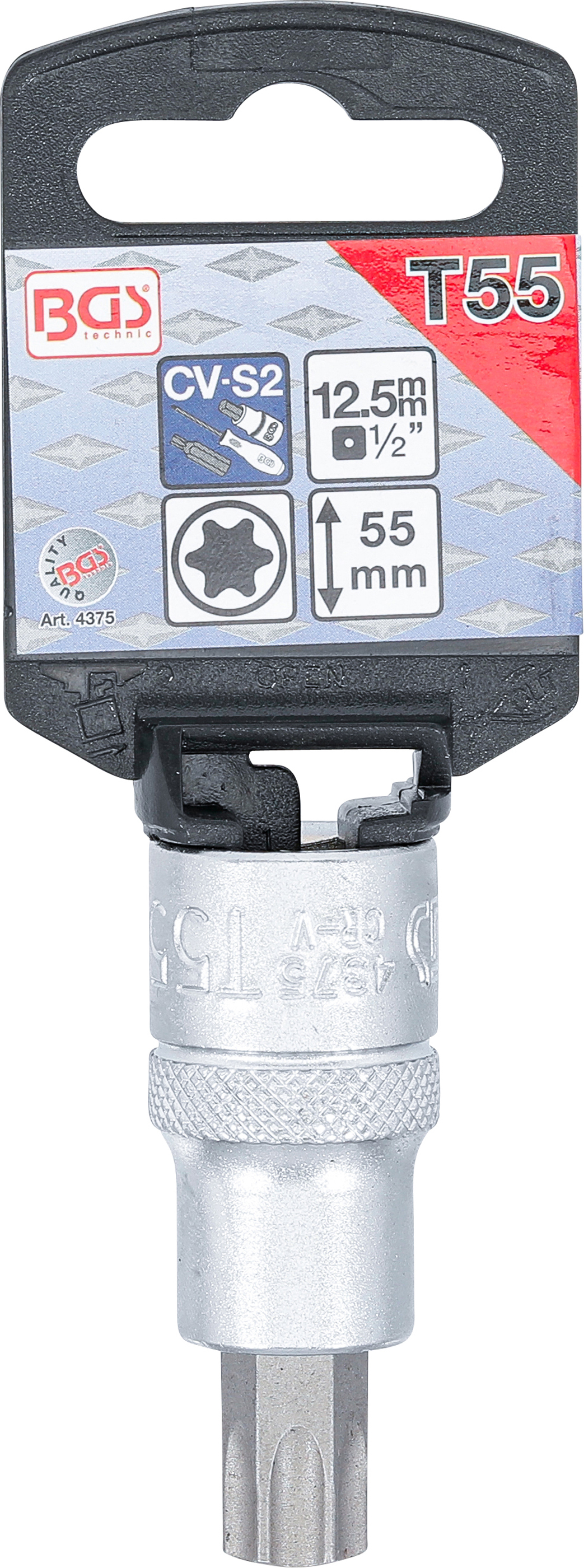 BGS Bit-Einsatz | Antrieb Innenvierkant 12,5 mm (1/2") | T-Profil (für Torx) T55