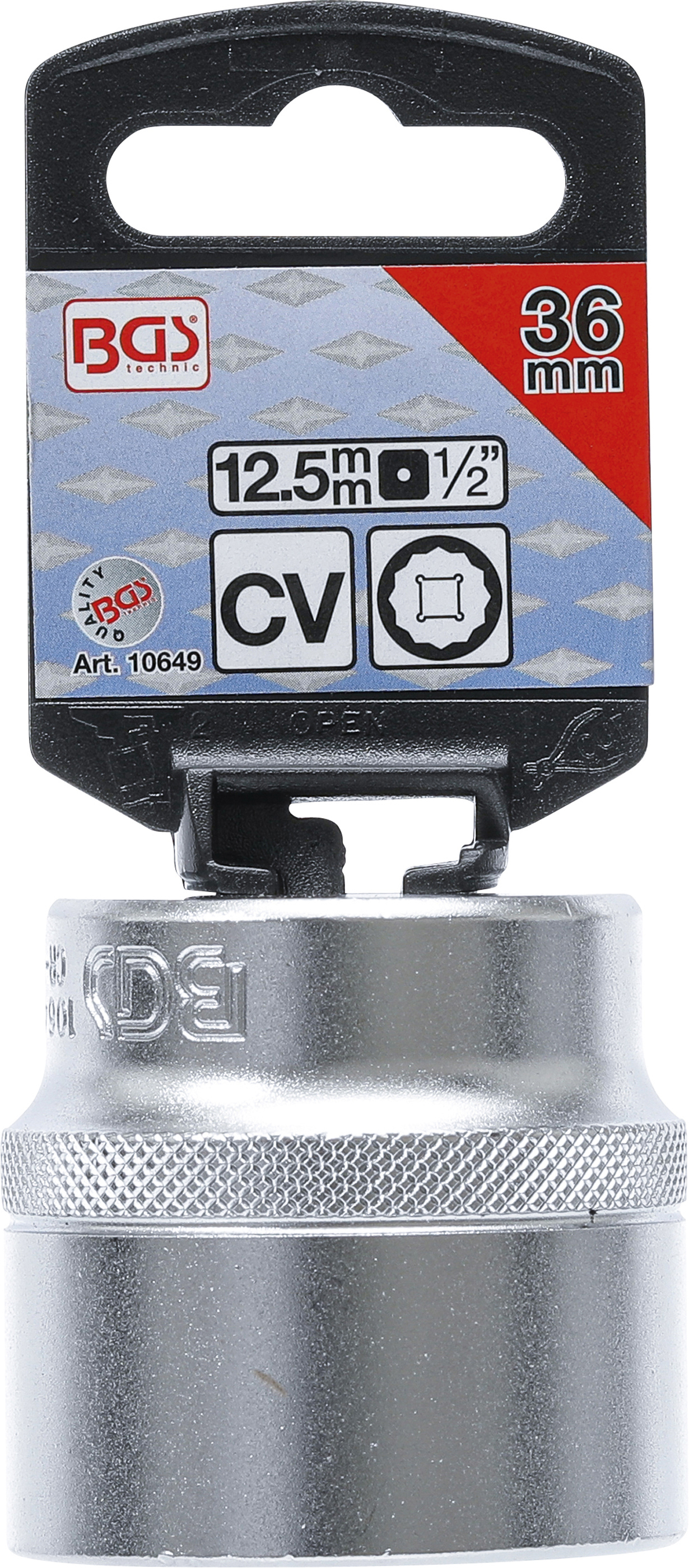 BGS Steckschlüssel-Einsatz Zwölfkant | Antrieb Innenvierkant 12,5 mm (1/2") | SW 36 mm